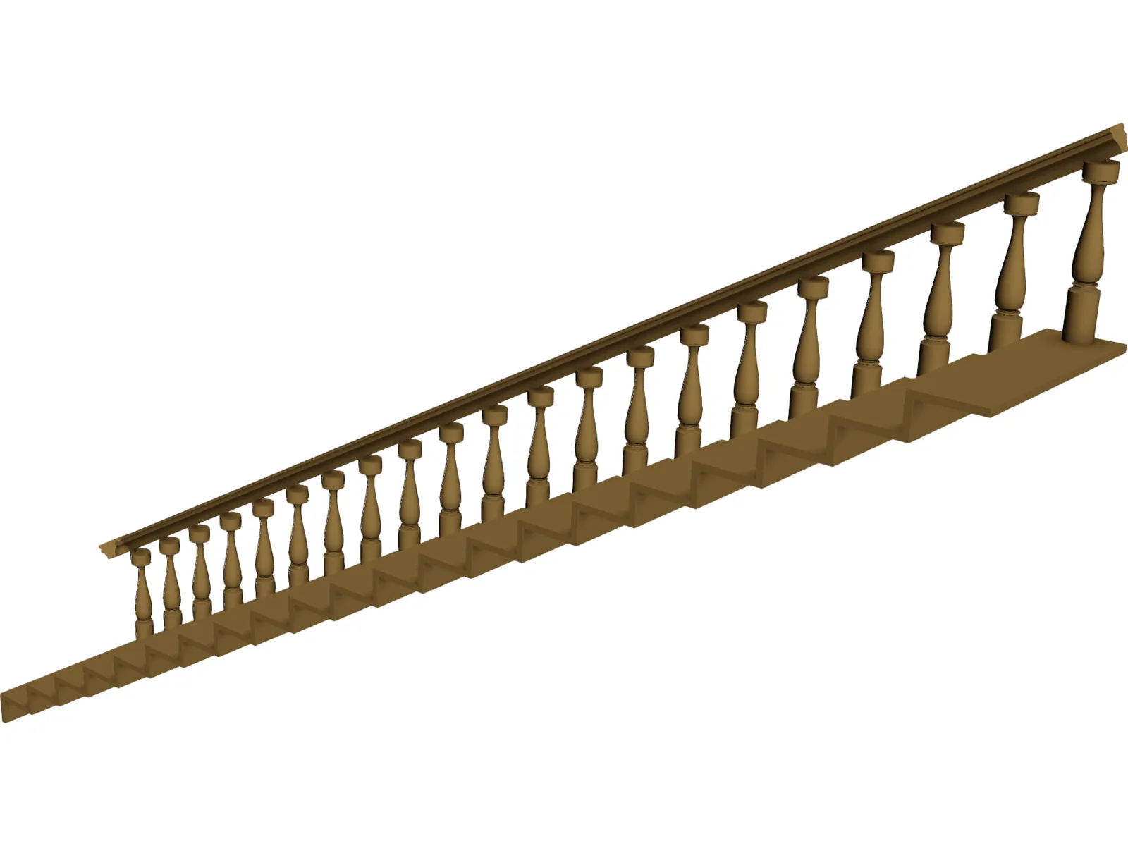 Wood Stair 3D Model main preview