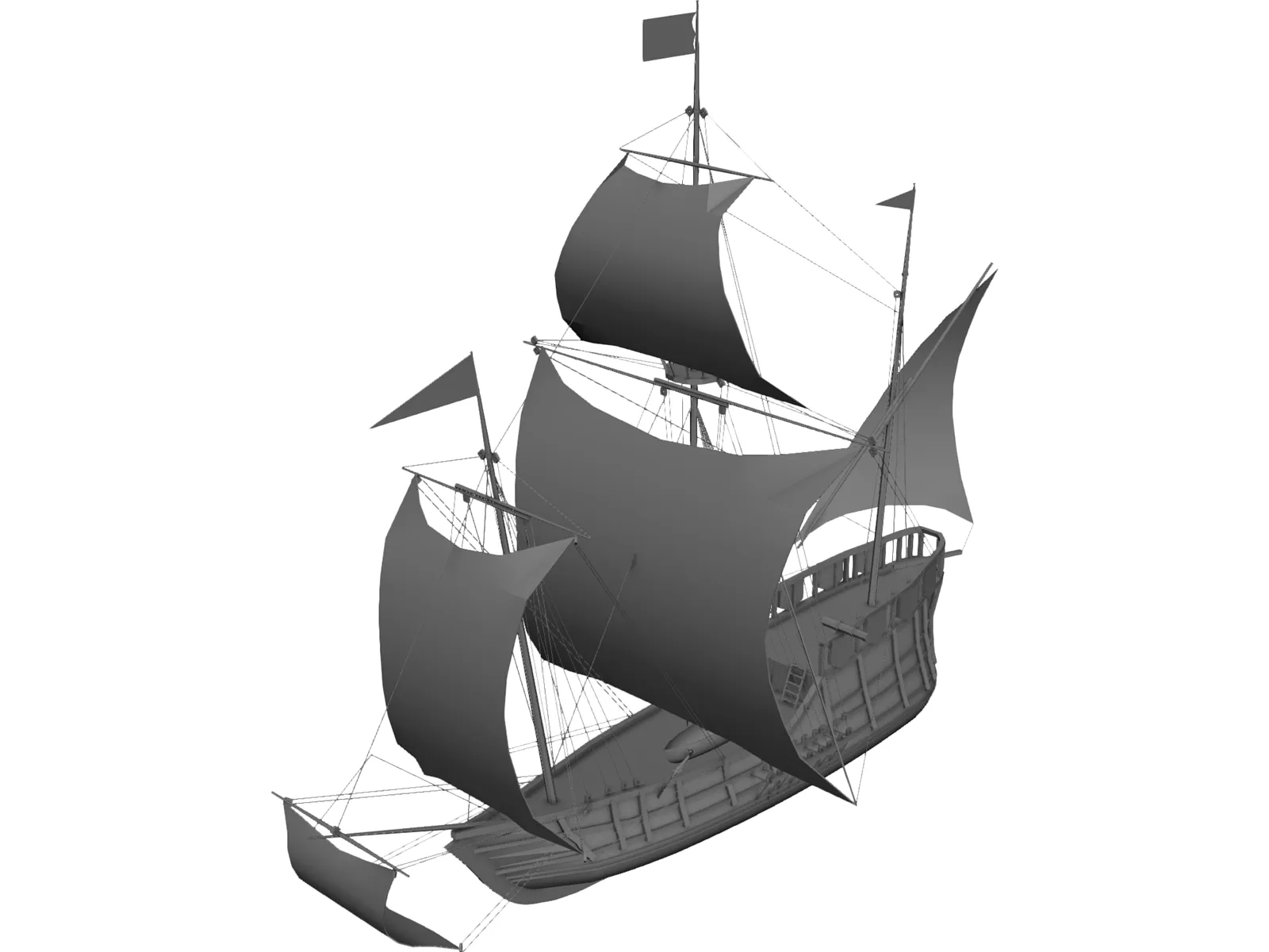 Caravel Sailing Ship 3D Model main preview