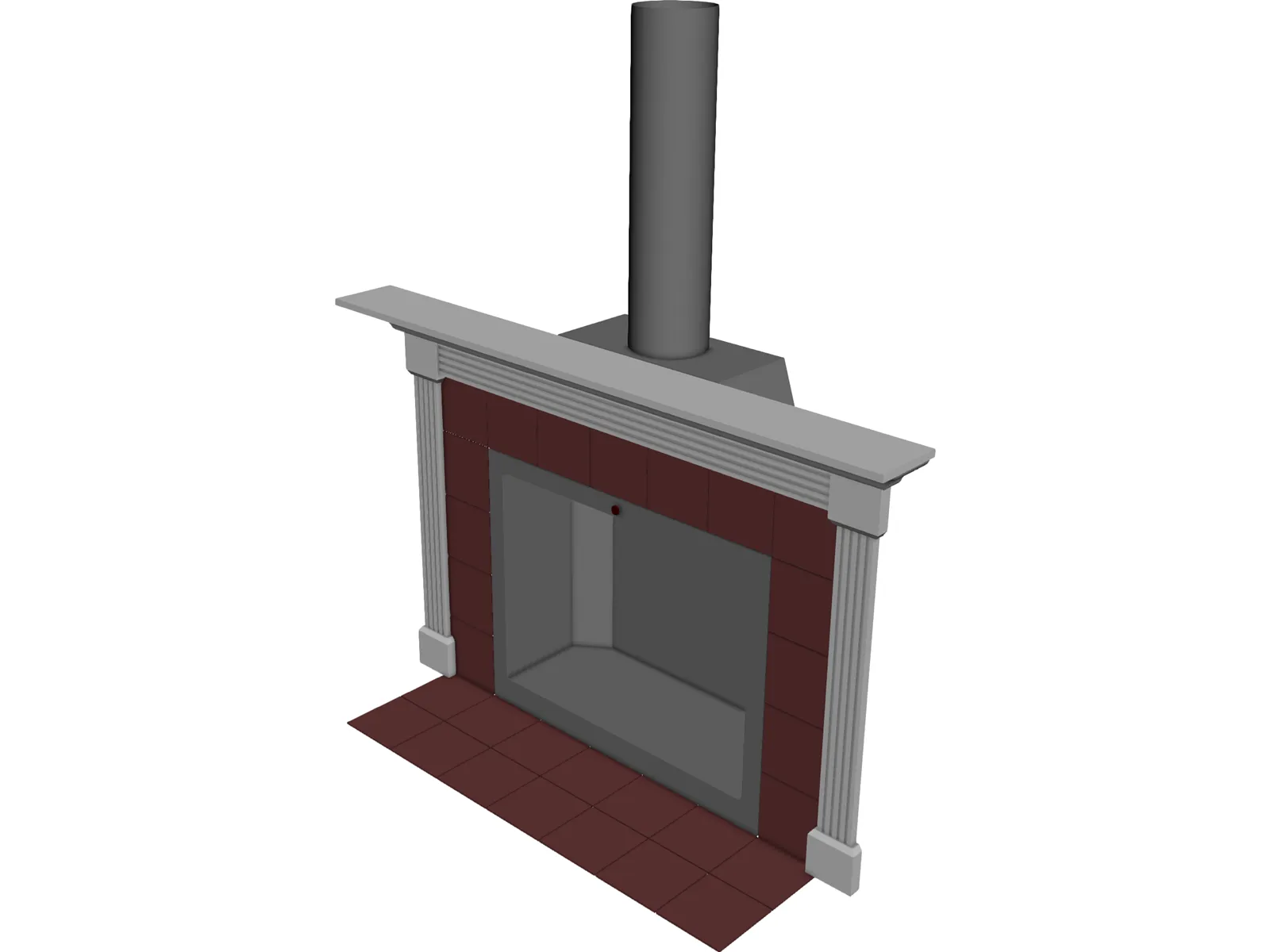 Basic Home Fireplace and Mantle 3D Model main preview