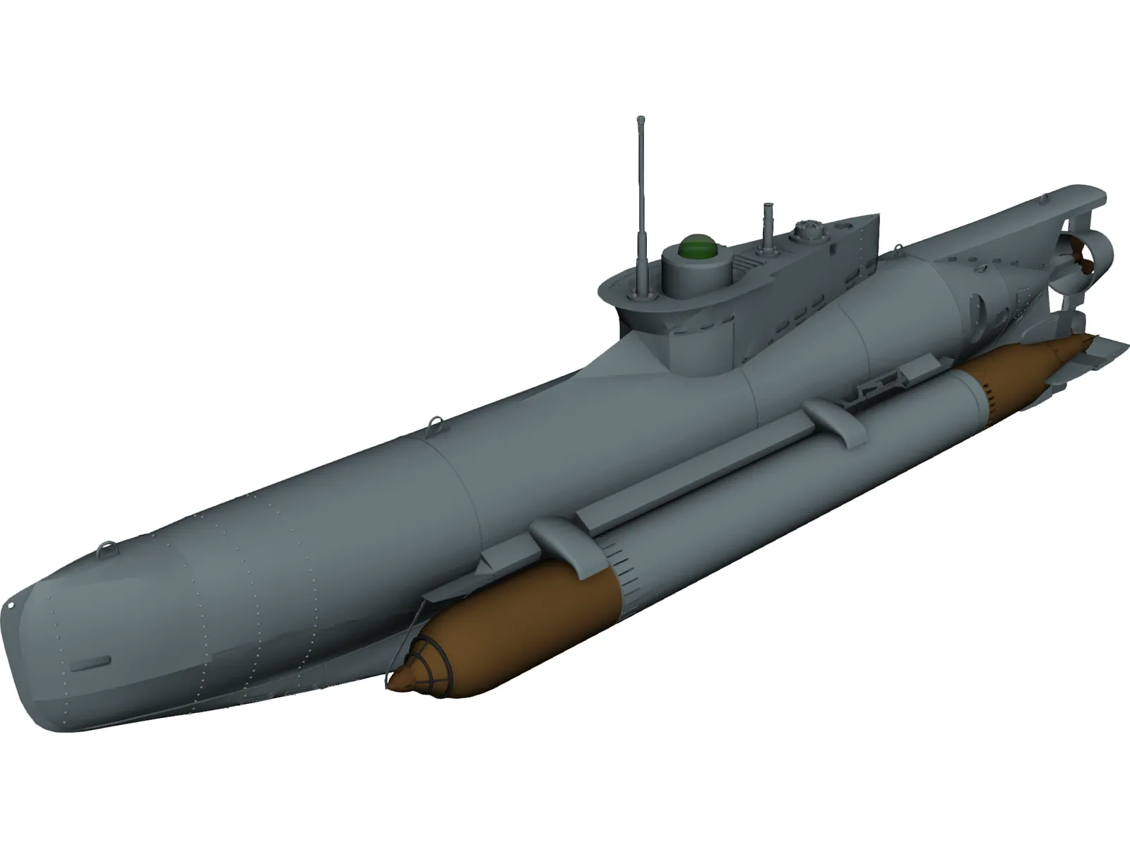 Seehund Midget Submarine 3D Model main preview