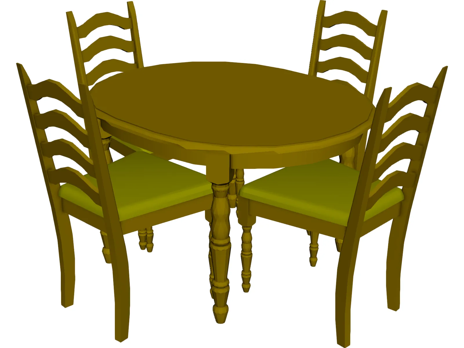 Table with Chairs 3D Model main preview