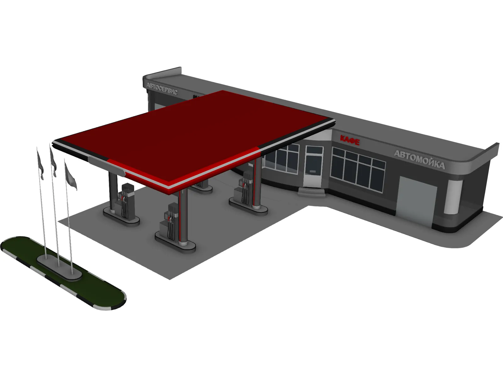 Gas Station 3D Model main preview