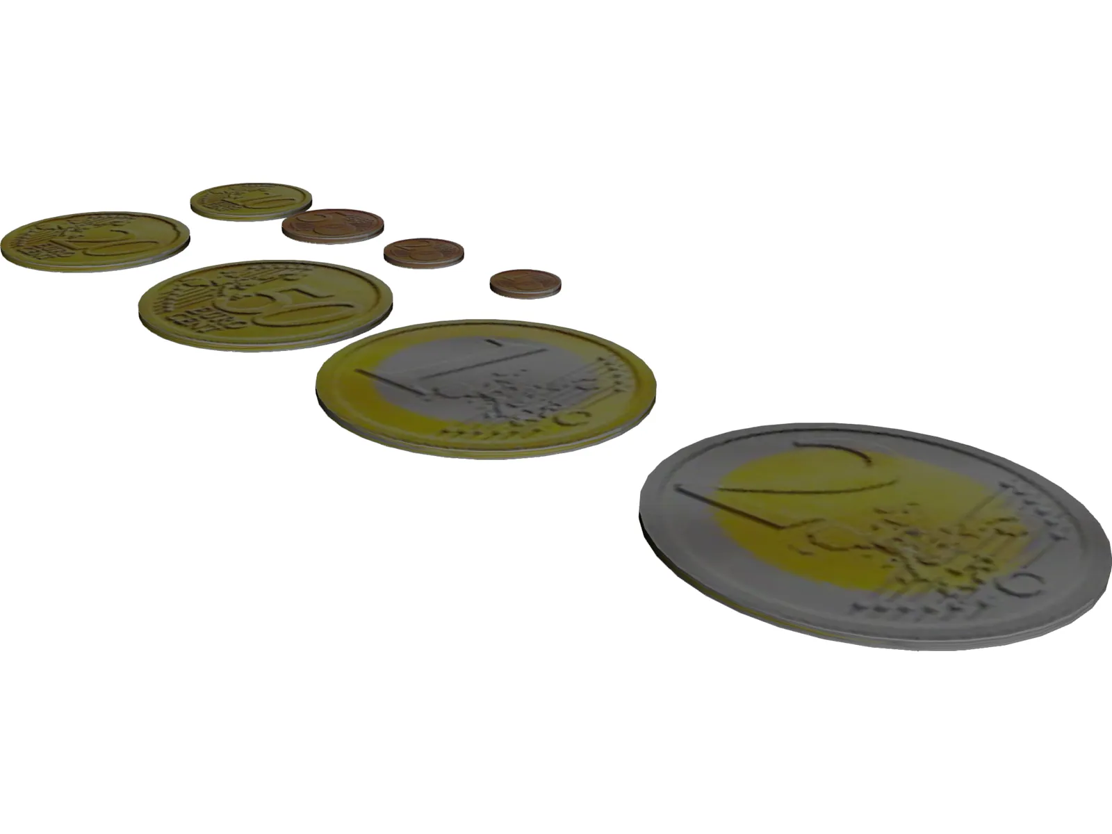 Euro Coins 3D Model main preview