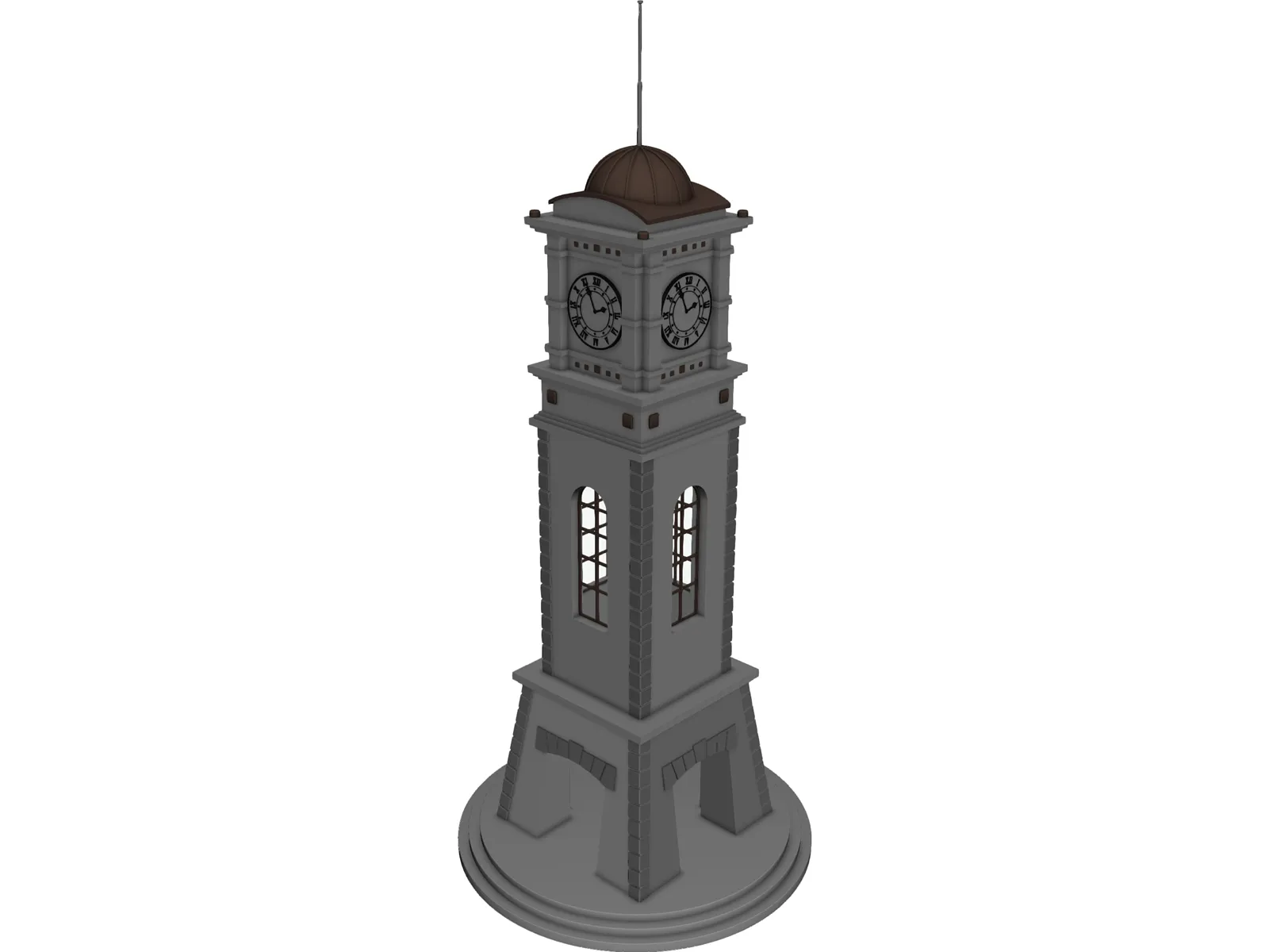 Civic Clock Tower 3D Model main preview