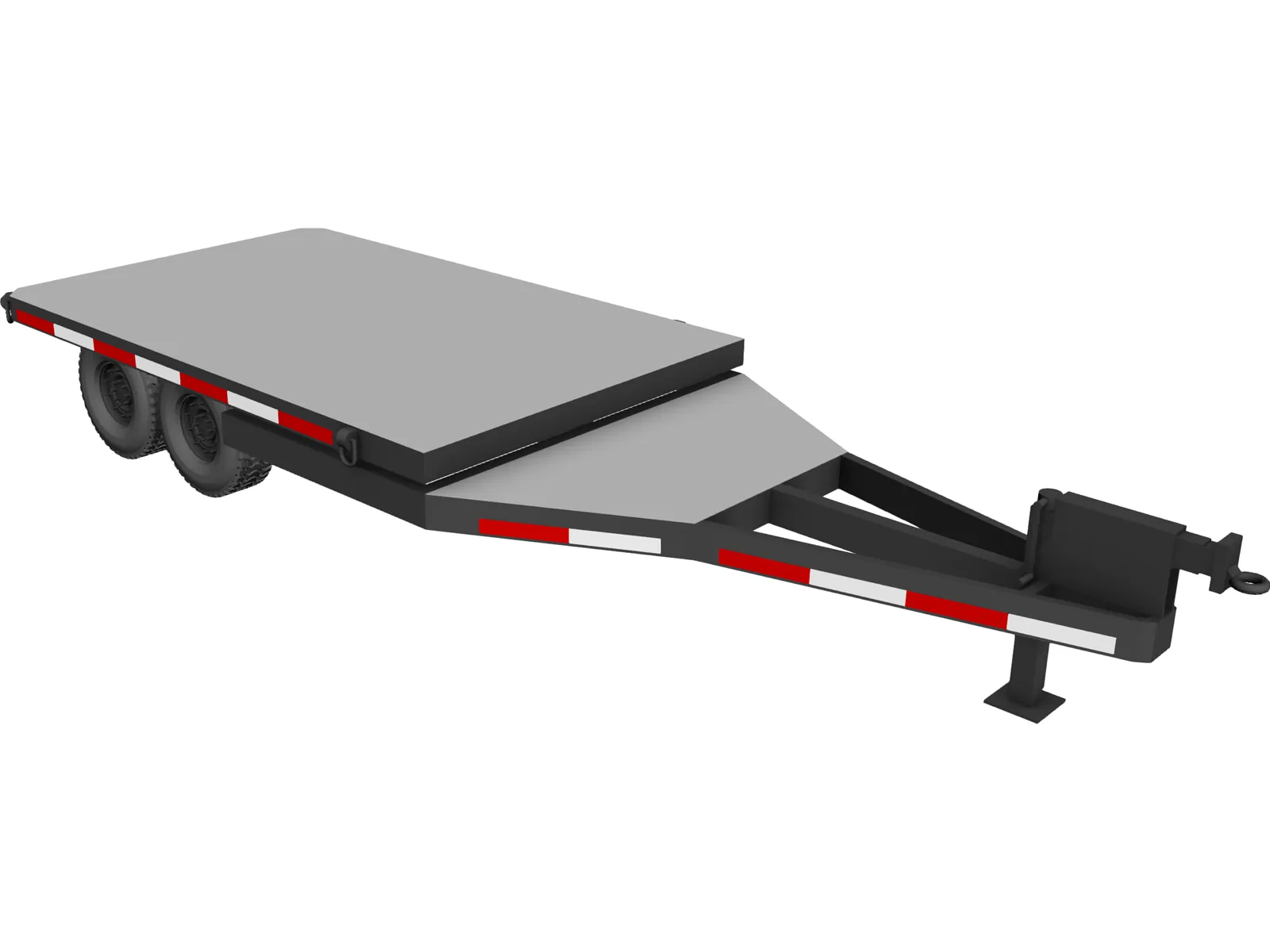 Flatbed Trailer 3D Model main preview