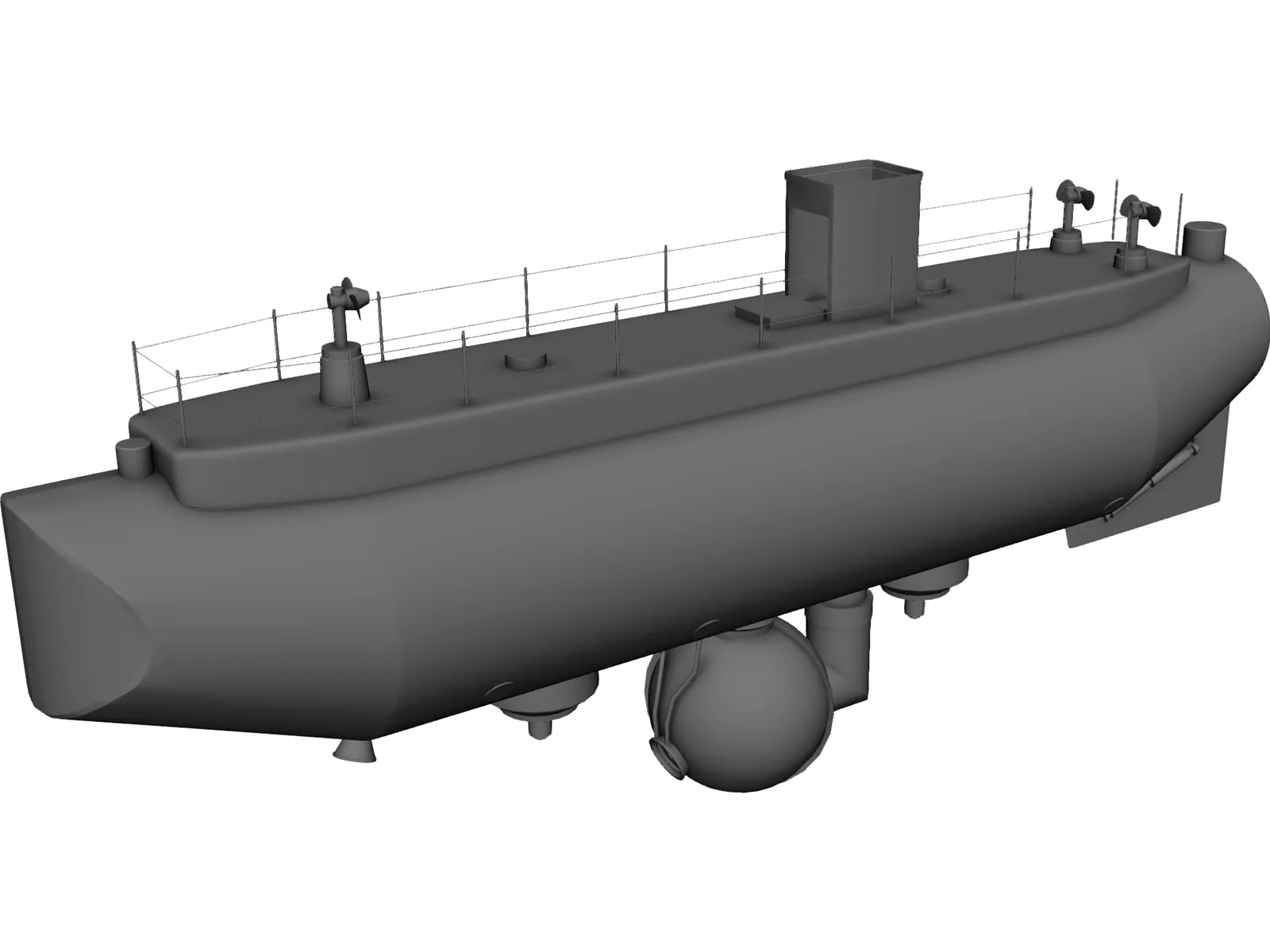 Trieste Submarine 3D Model main preview