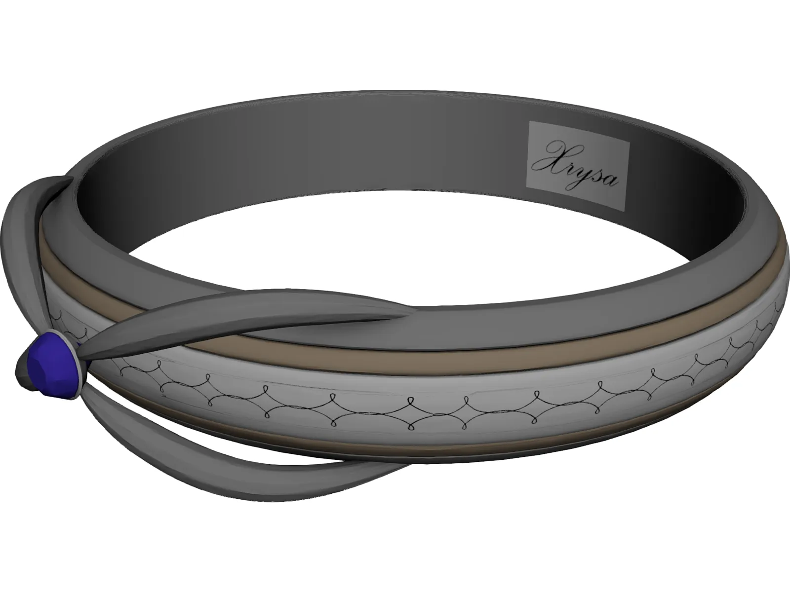 Platinum Engraved Ring 3D Model main preview