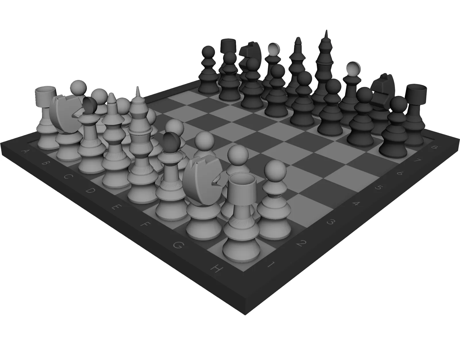 Chess Set 3D Model main preview