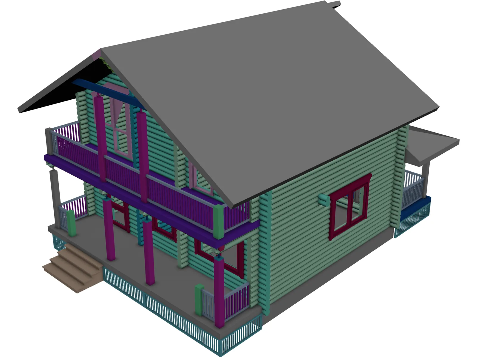 Wooden House 3D Model main preview