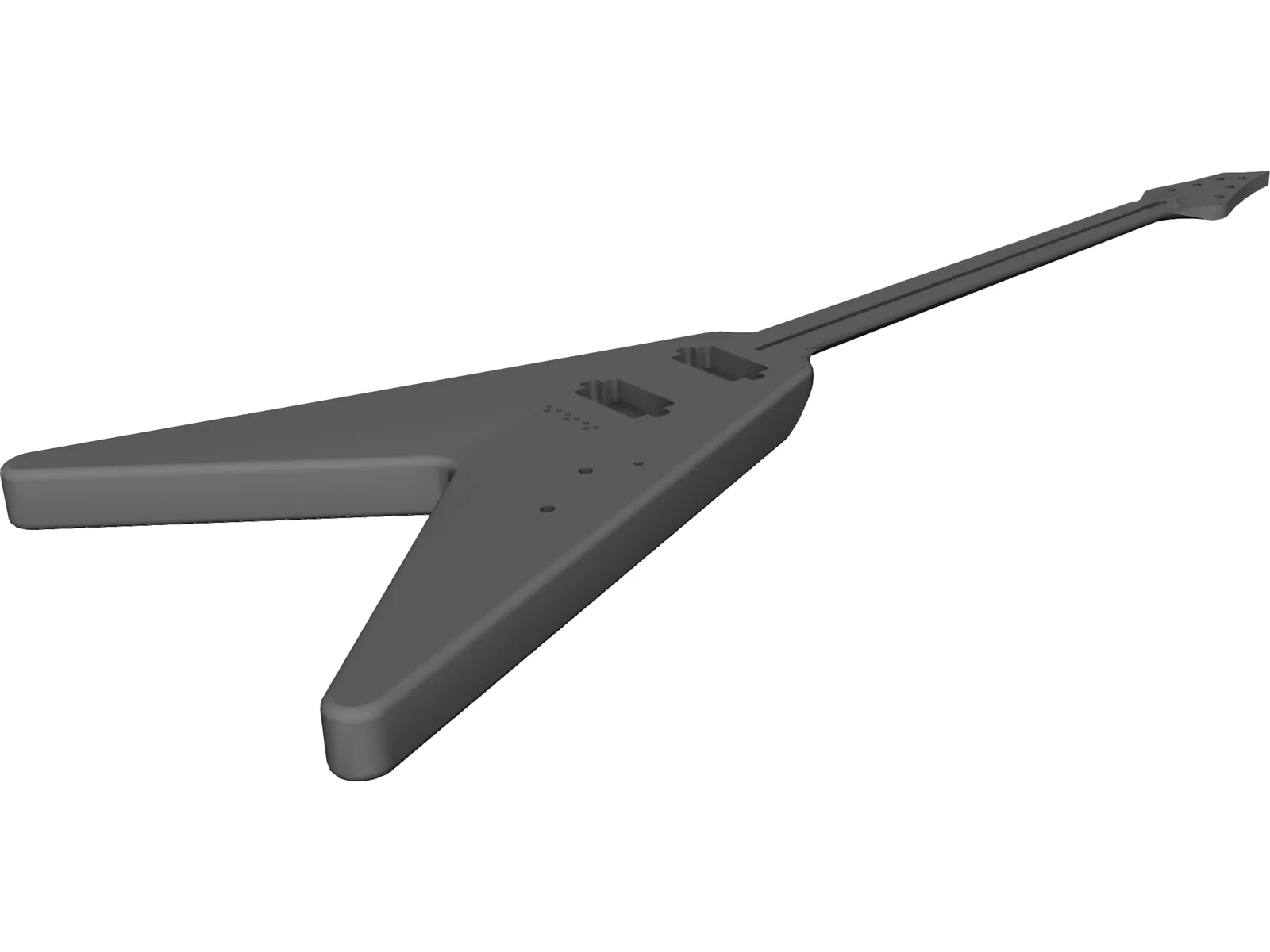 Flying V Neck Electric Guitar Body 3D Model main preview