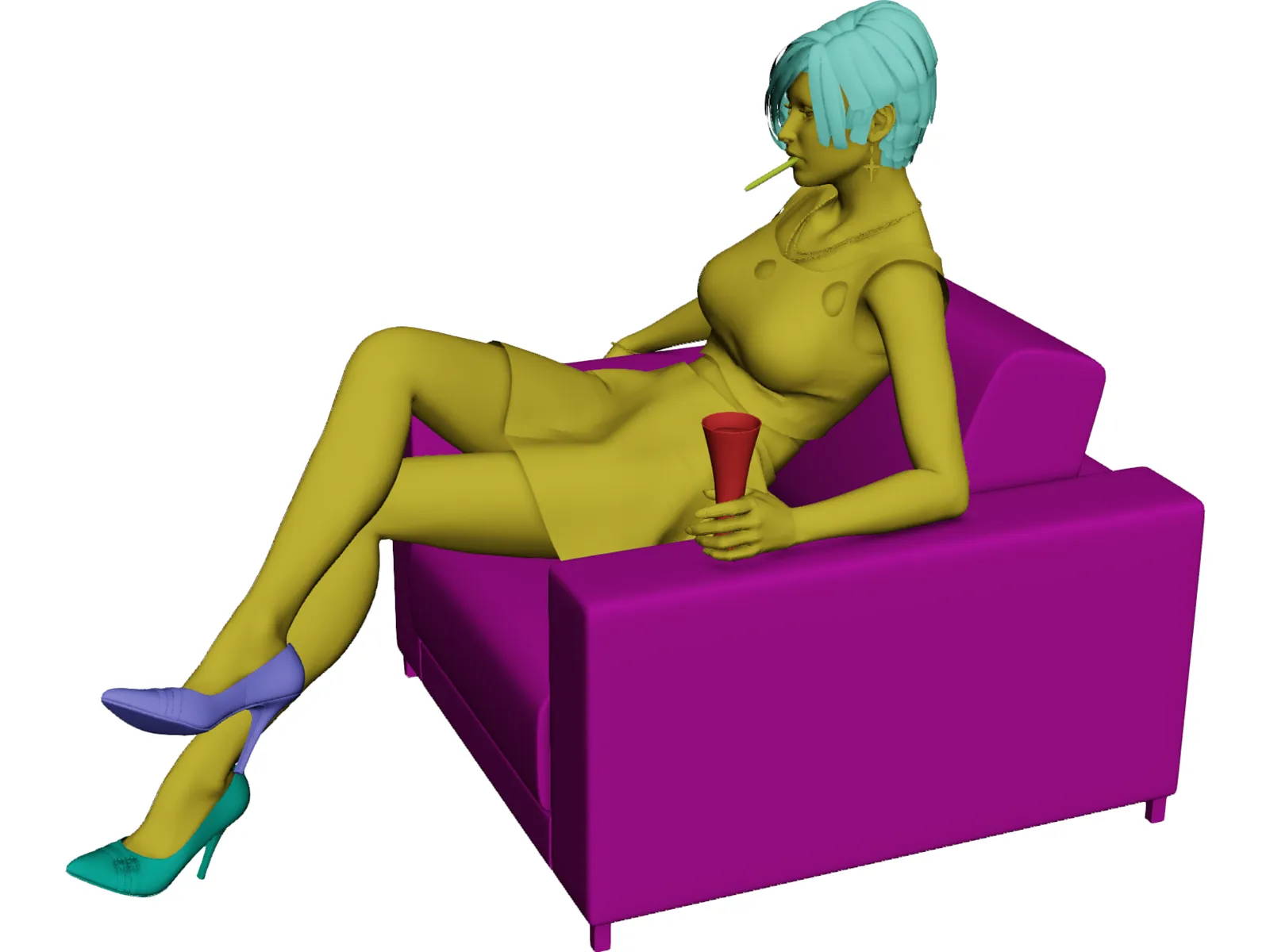 Woman on Chair 3D Model main preview