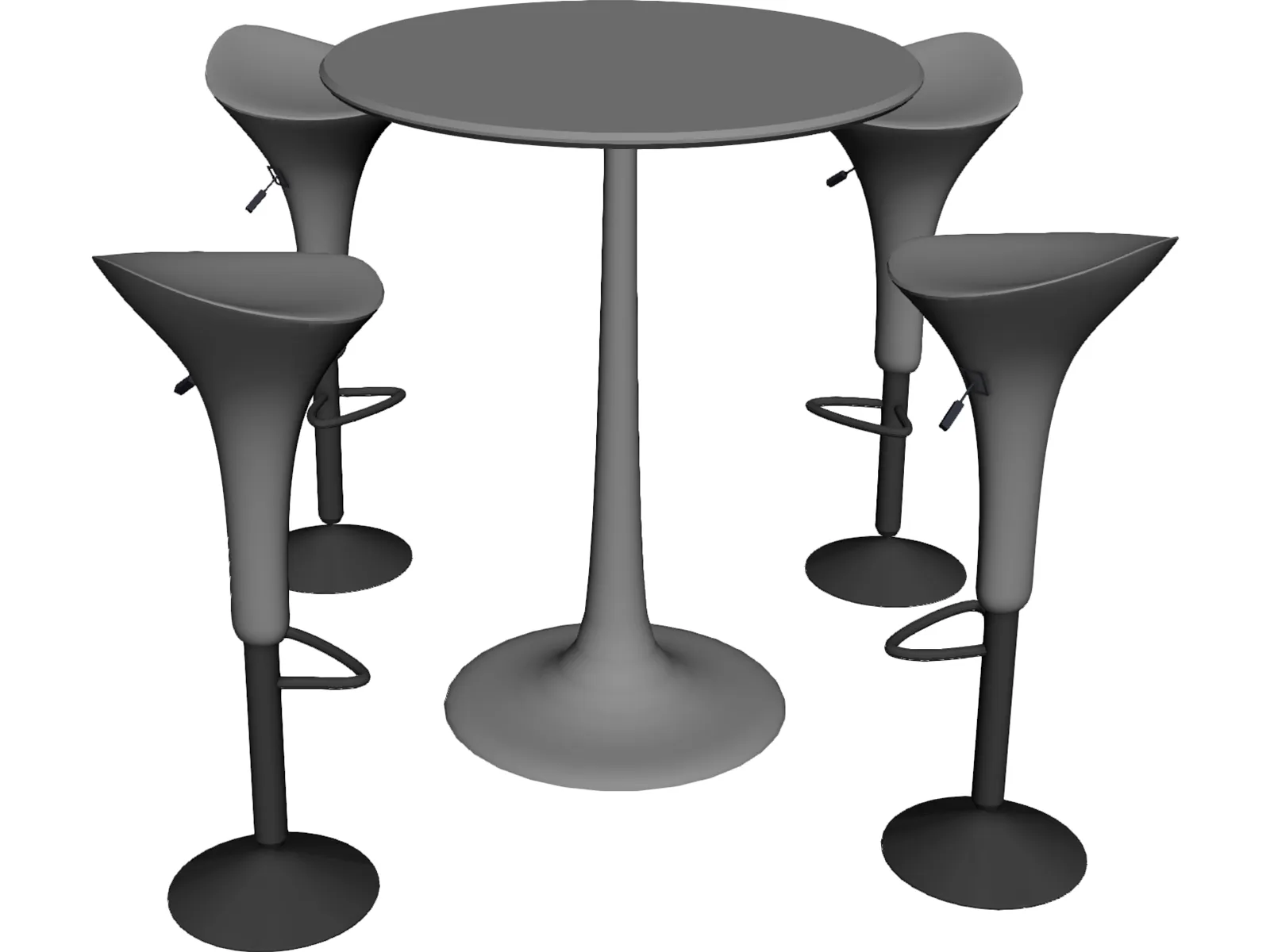 Bar Stool with Table 3D Model main preview