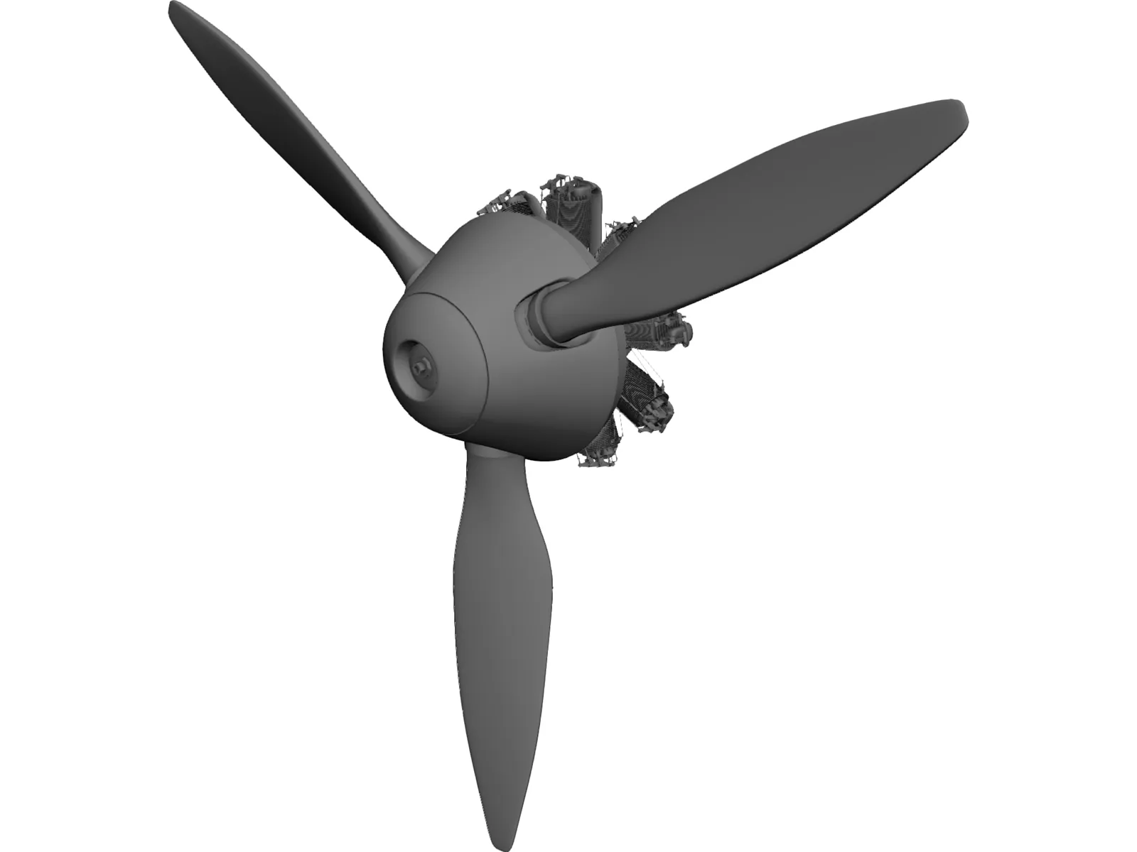 9-Cylinder Rotor Engine 3D Model main preview