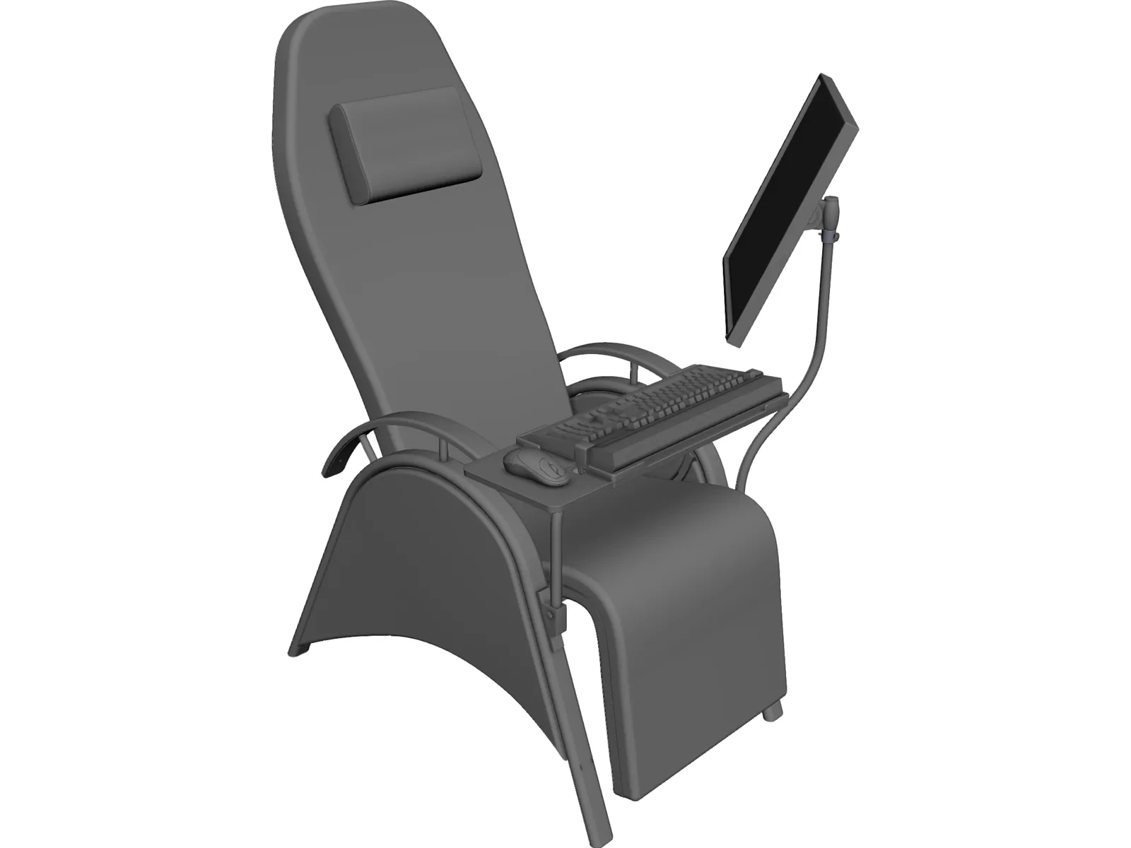 Chair with Workstation 3D Model main preview