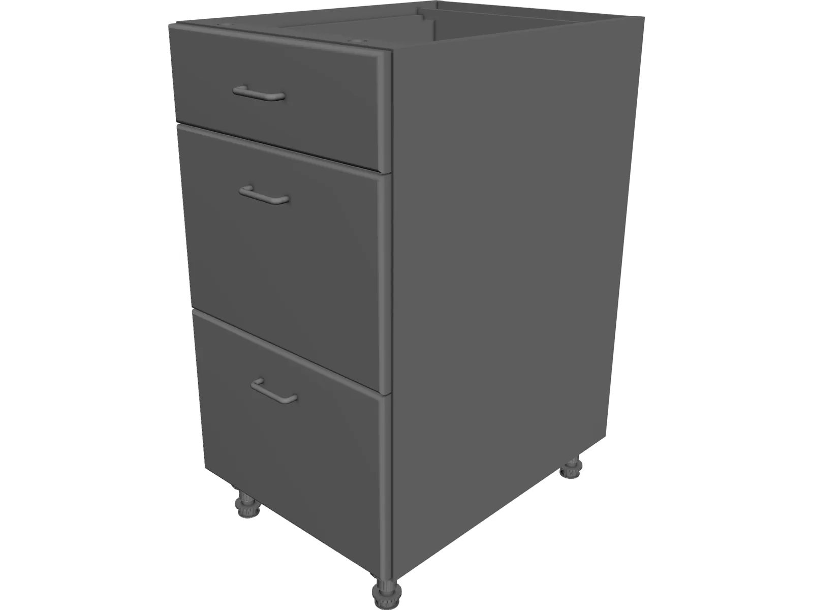 3 Drawer Cabinet 3D Model main preview