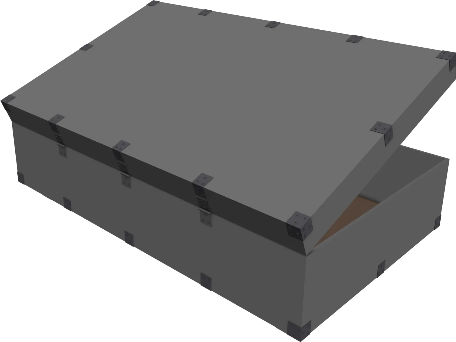 Wooden Coffee Chest with Stainless Latches 3D Model main preview