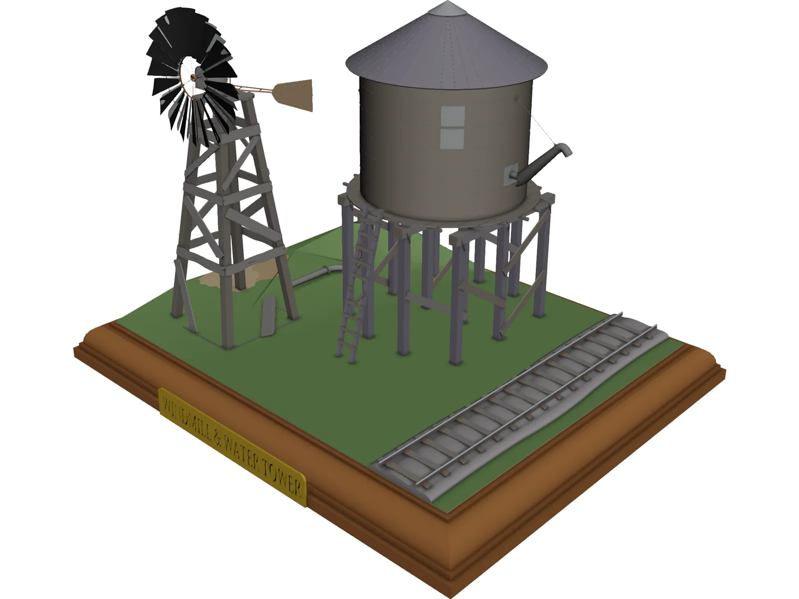 Windmill and Water Tower 3D Model main preview