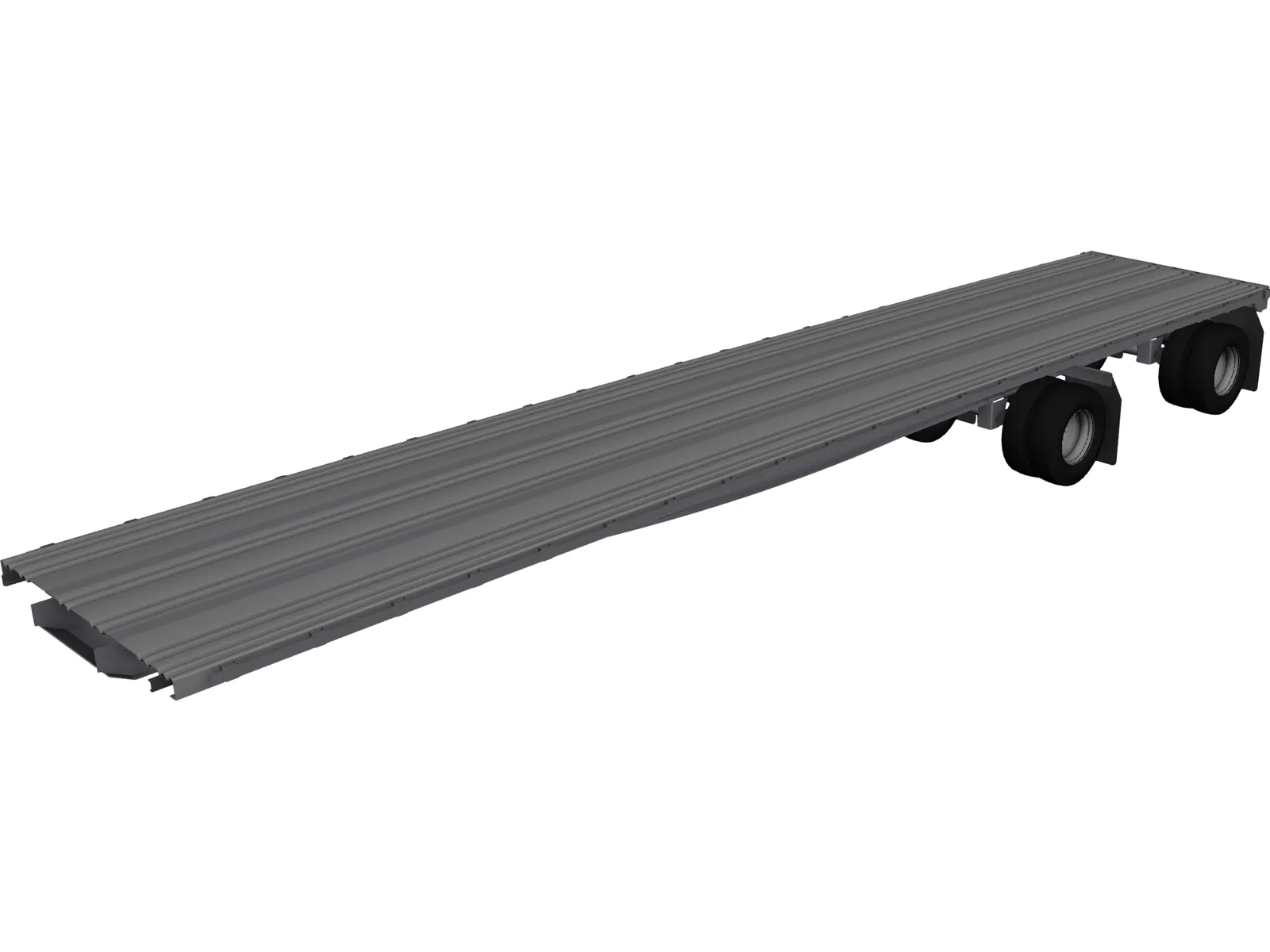 Semi Flat Bed Trailer 45 Foot 3D Model main preview