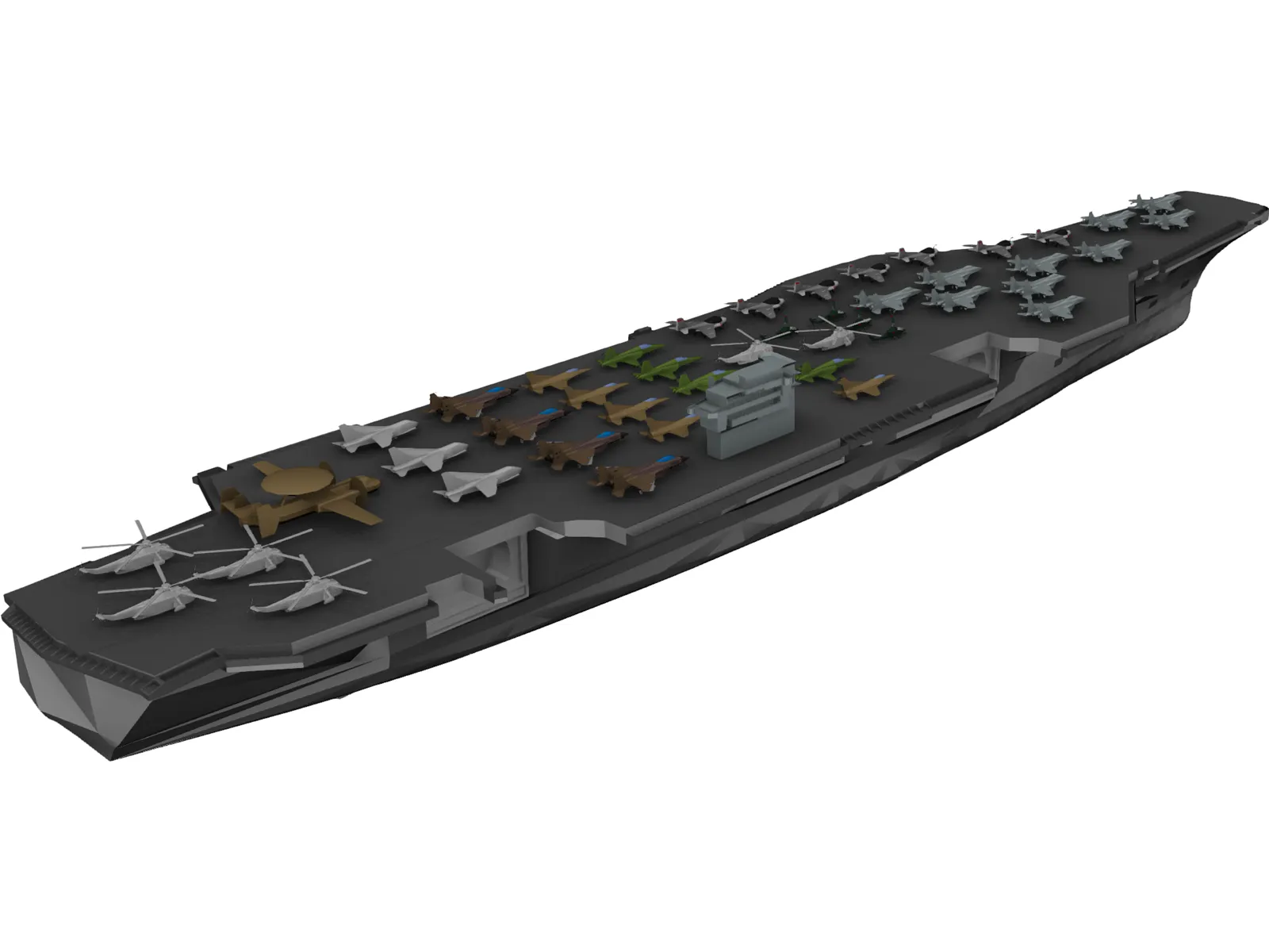 Military Ship with Airplanes 3D Model main preview