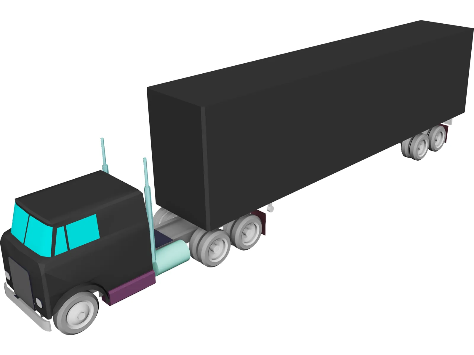 International Complete Trailer Truck 3D Model main preview