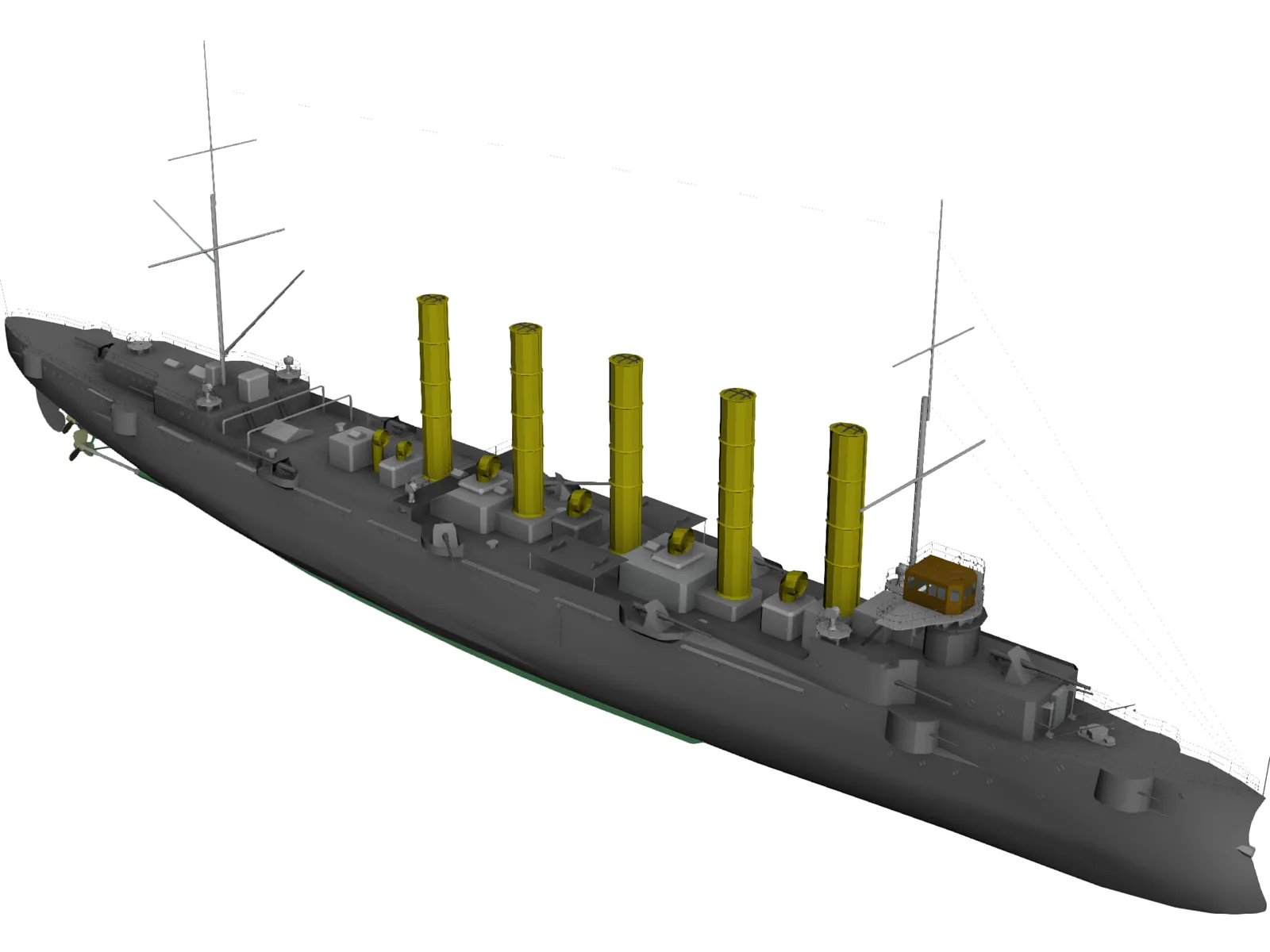 Askold Russian Cruiser (1900) 3D Model main preview