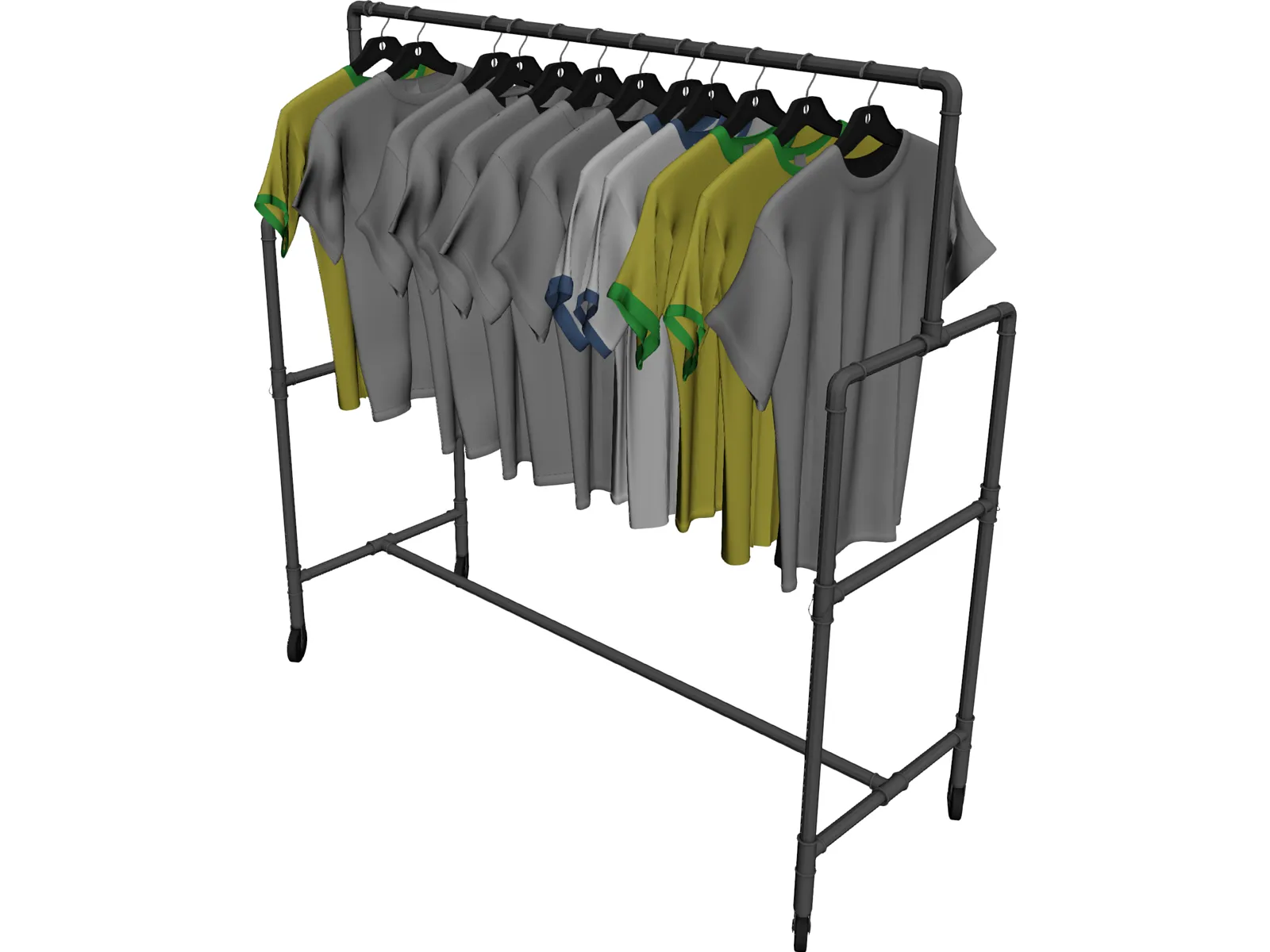 Shirts on Wardrobe 3D Model main preview