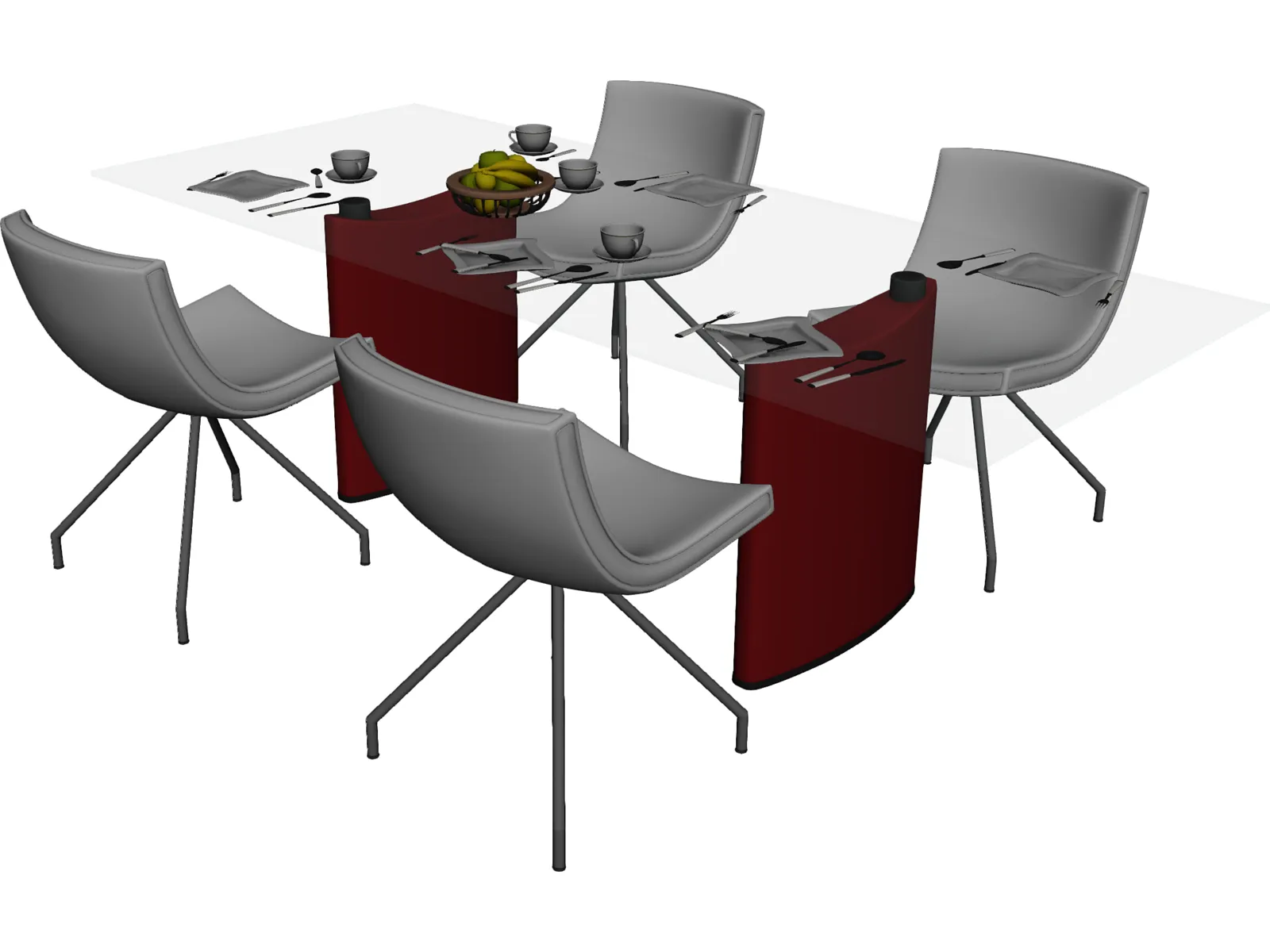 Table Set Dinner 3D Model main preview
