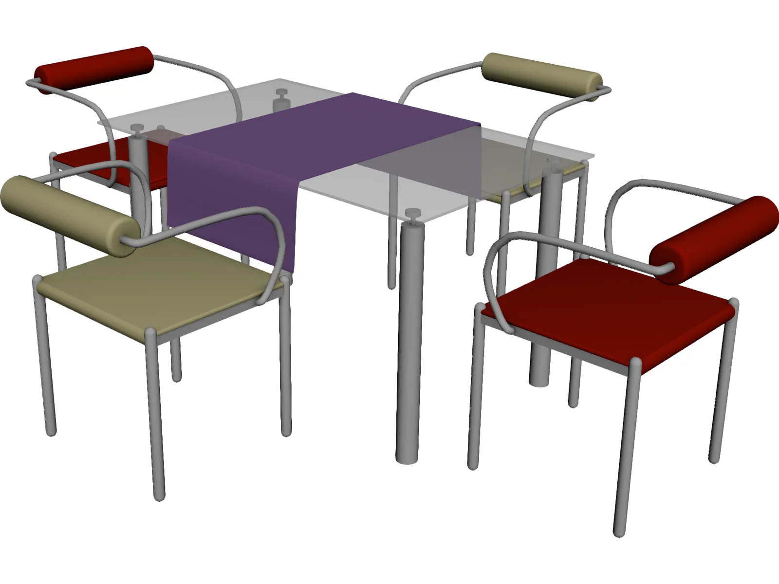 Table Dinner Modern 3D Model main preview