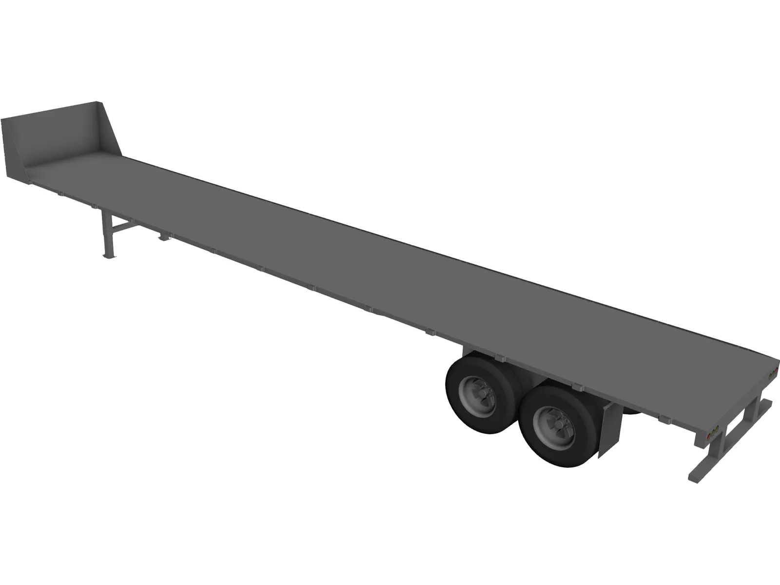 Flat Bed Trailer 3D Model main preview