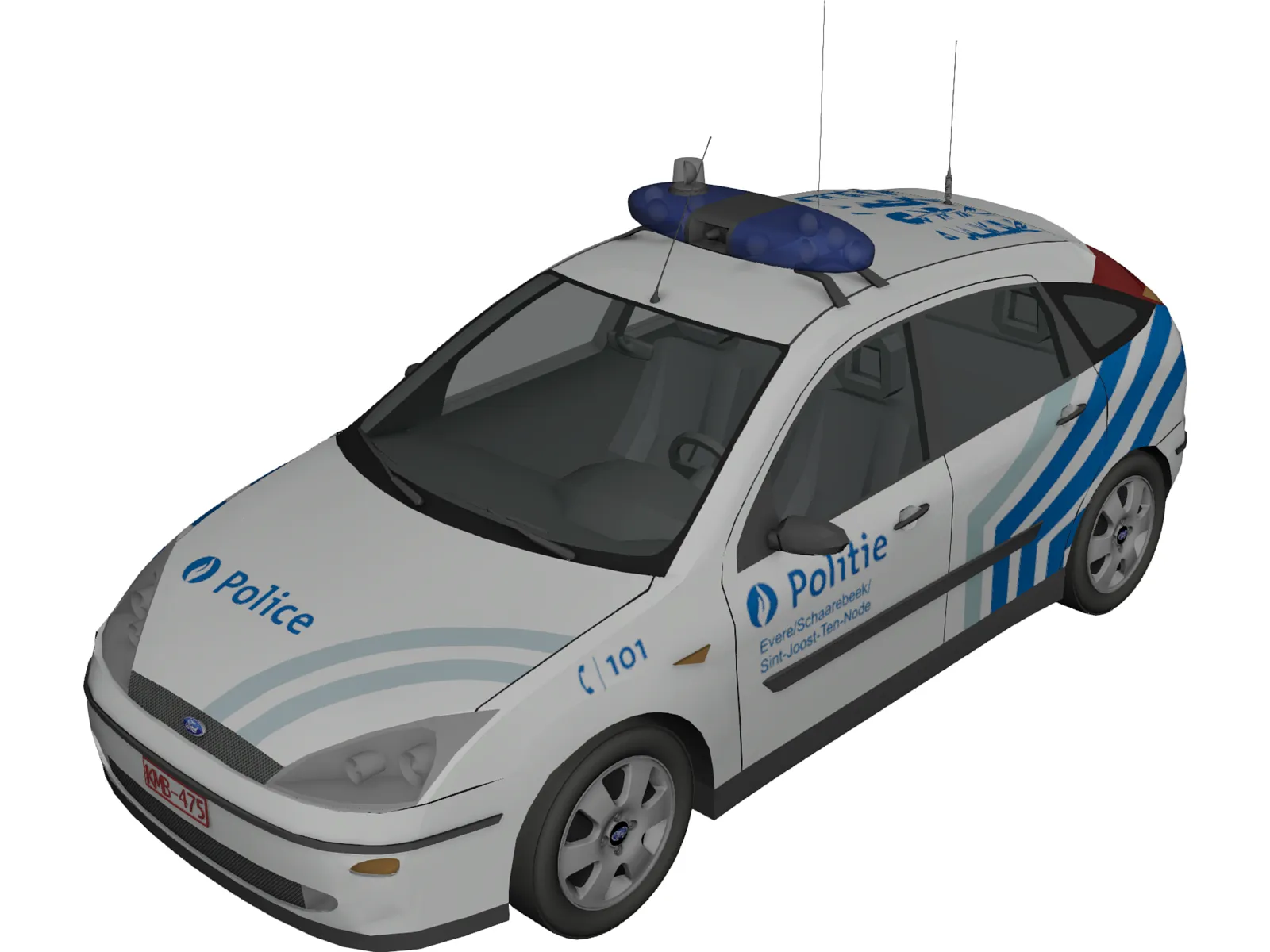 Ford Focus Police (Belgium) 3D Model main preview