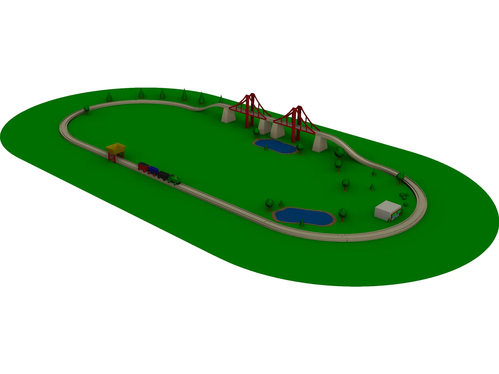 Wooden Toy Train 3D Model main preview