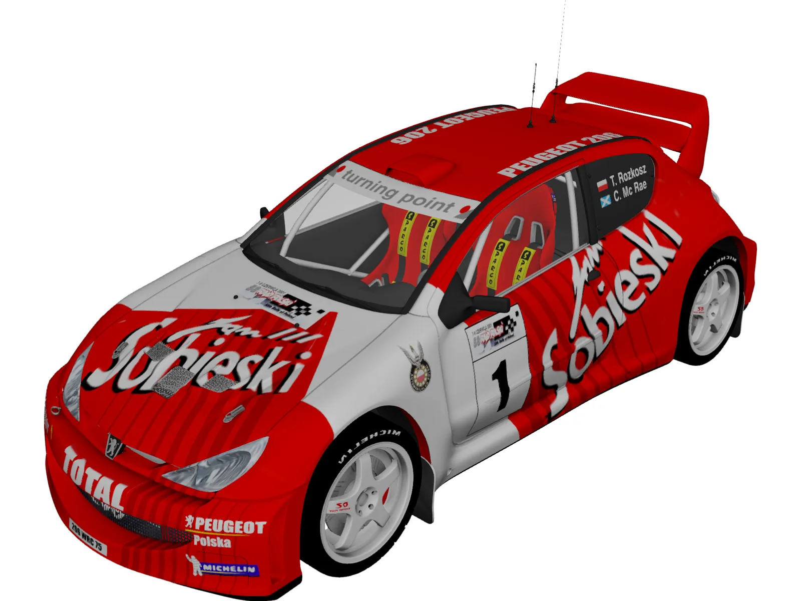 Peugeot 206 WRC 3D Model main preview
