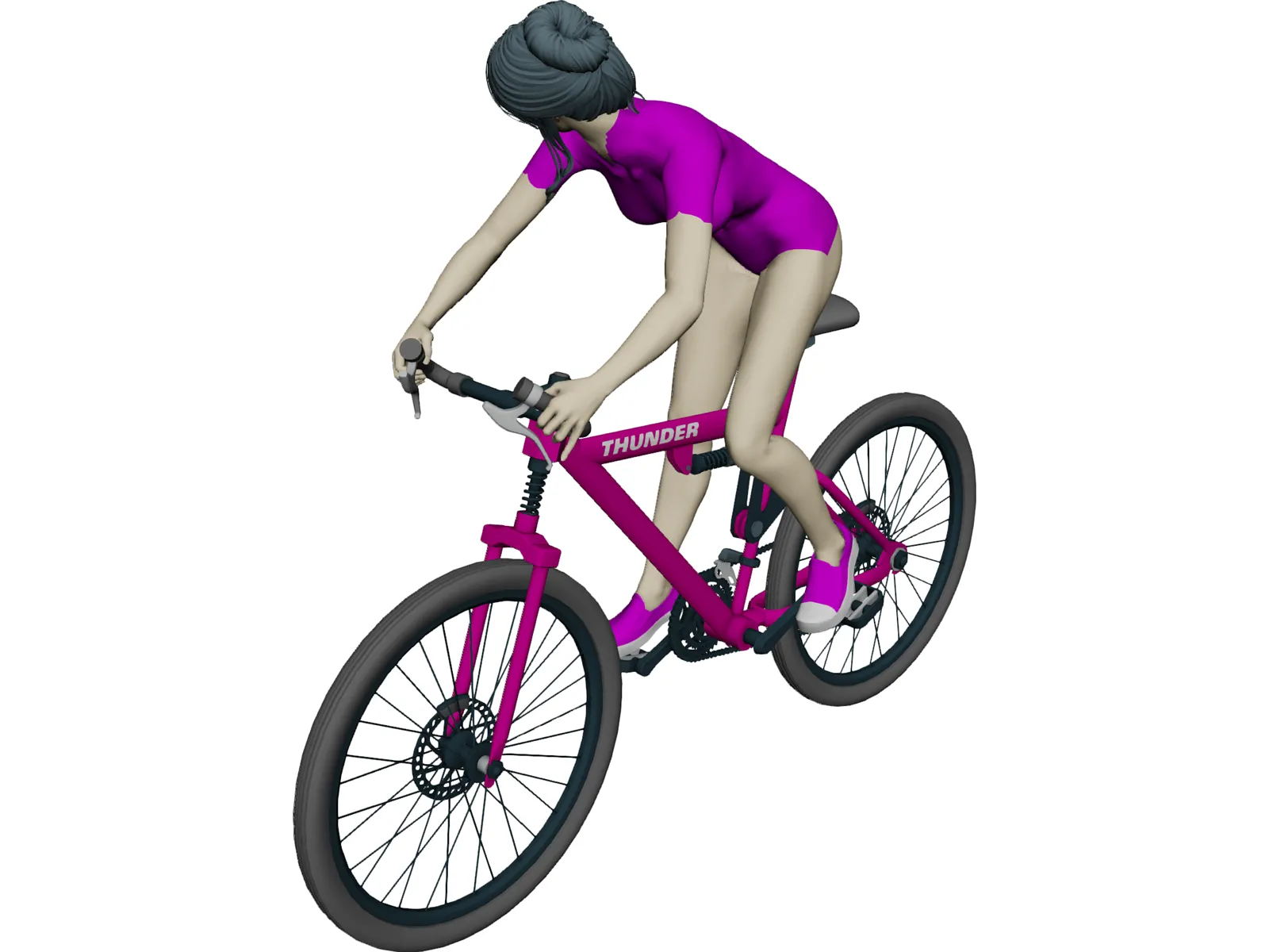 Woman on Bicycle 3D Model main preview