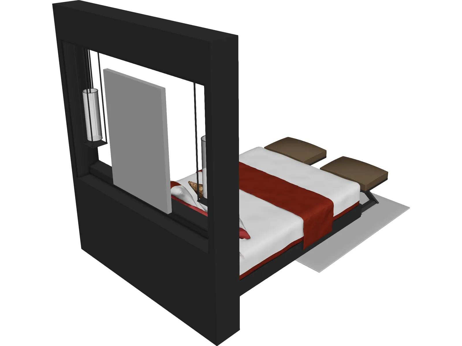 Bed Fancy Design King Size 3D Model main preview