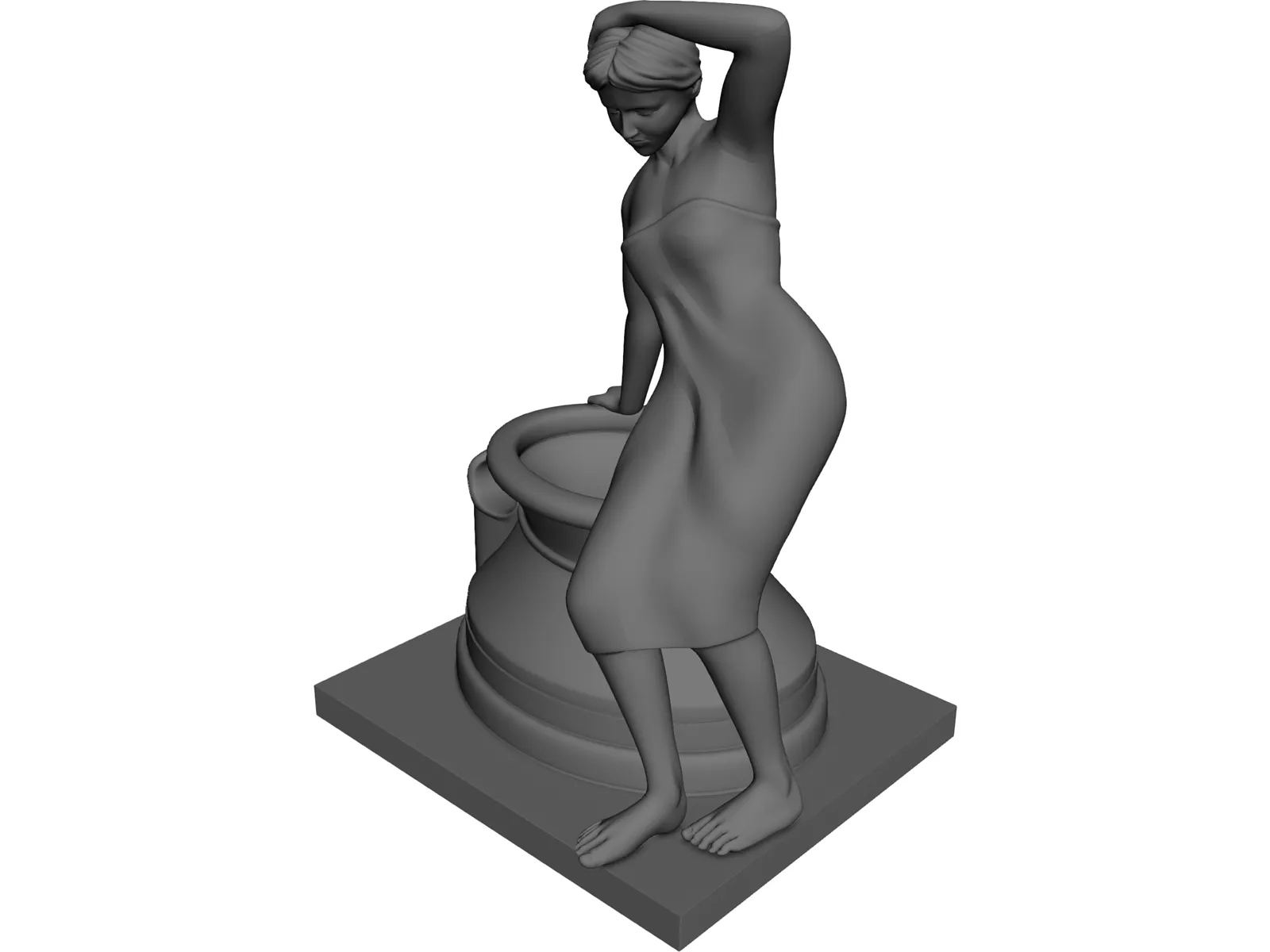Classical Statue Woman Fountain 3D Model main preview