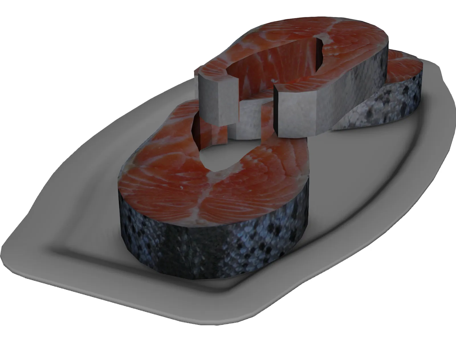 Salmon on a Plate 3D Model main preview