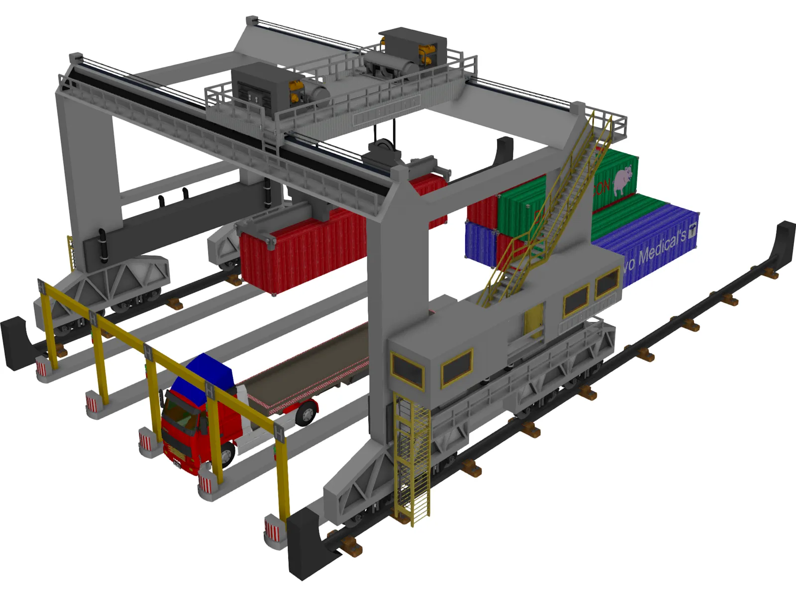 Container Loader Port 3D Model main preview