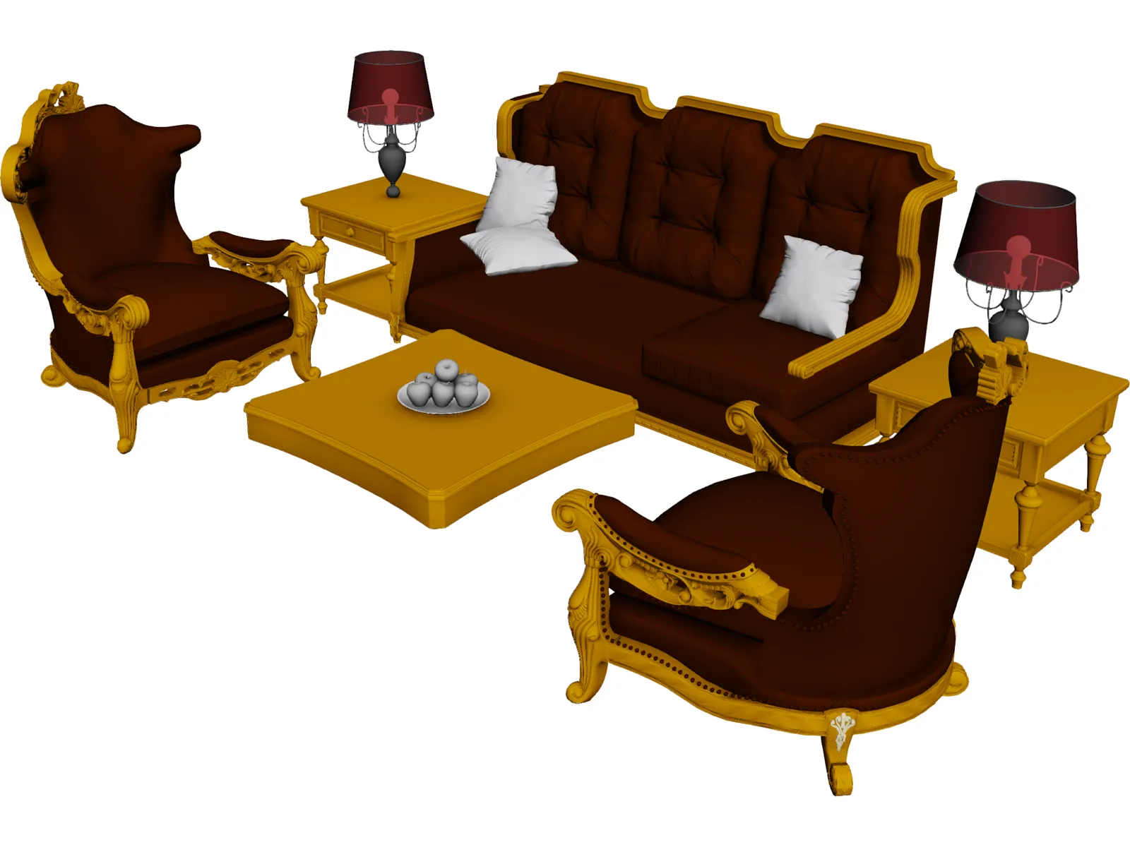 Classic Furniture Set 3D Model main preview