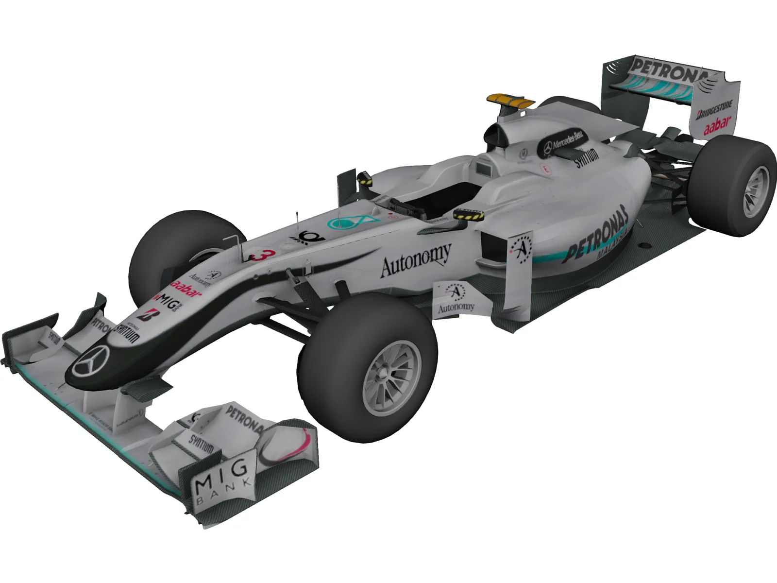 Mercedes-Benz W01 F1 (2010) 3D Model main preview