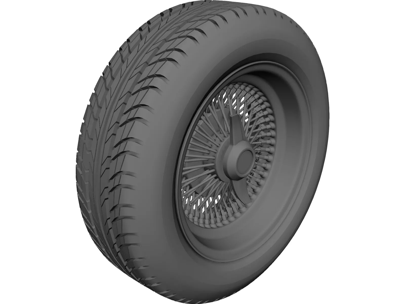 Daytona Wire Rim and Tyre 3D Model main preview