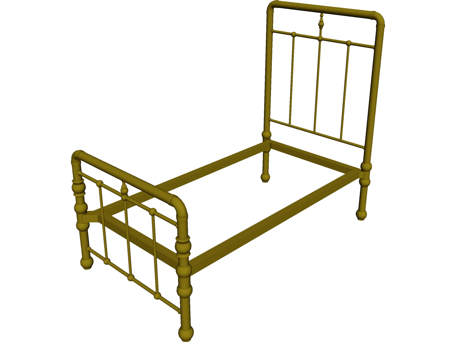 Bed Frame Antique 3D Model main preview