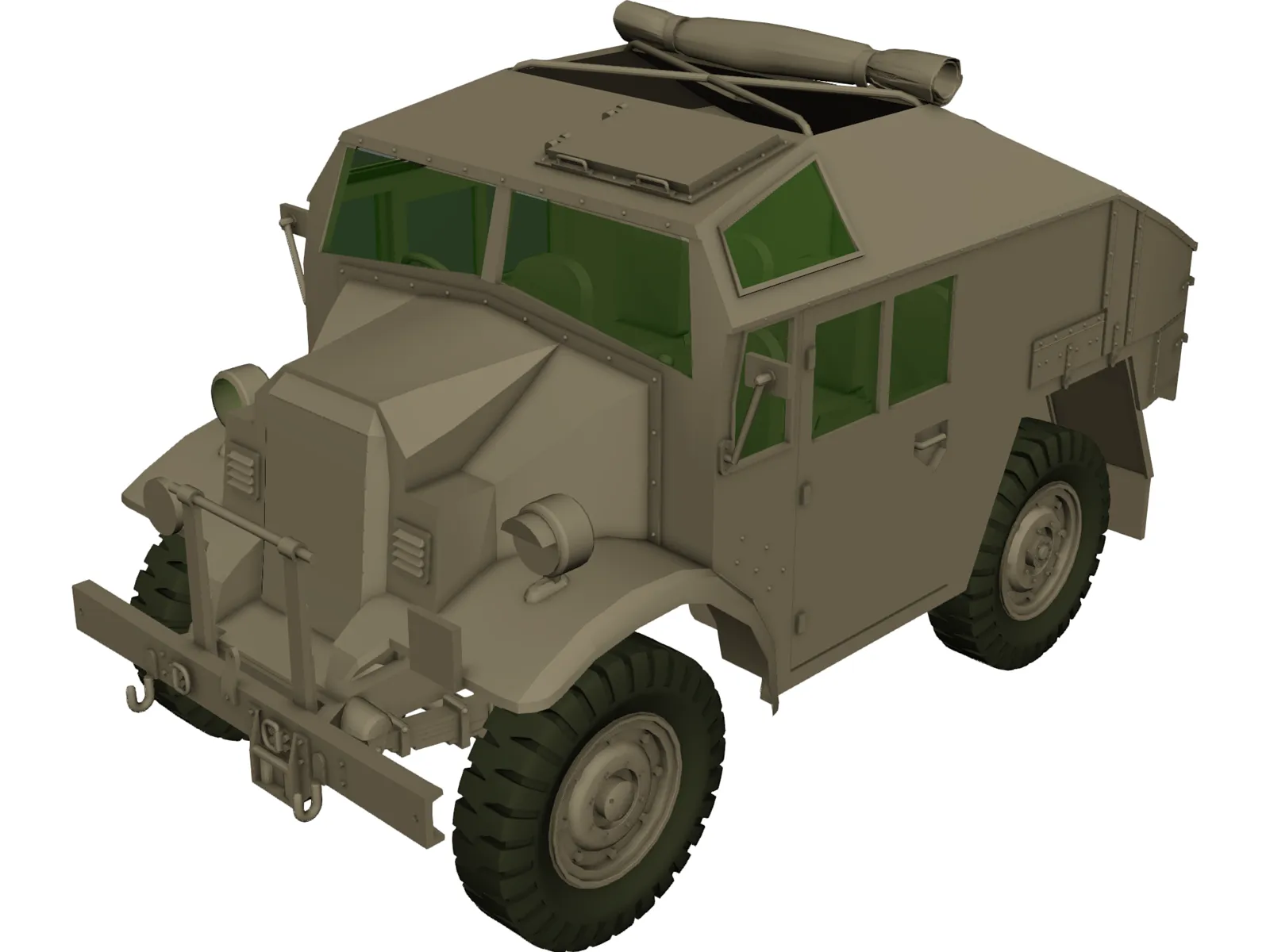 Quad Gun Tractor 3D Model main preview