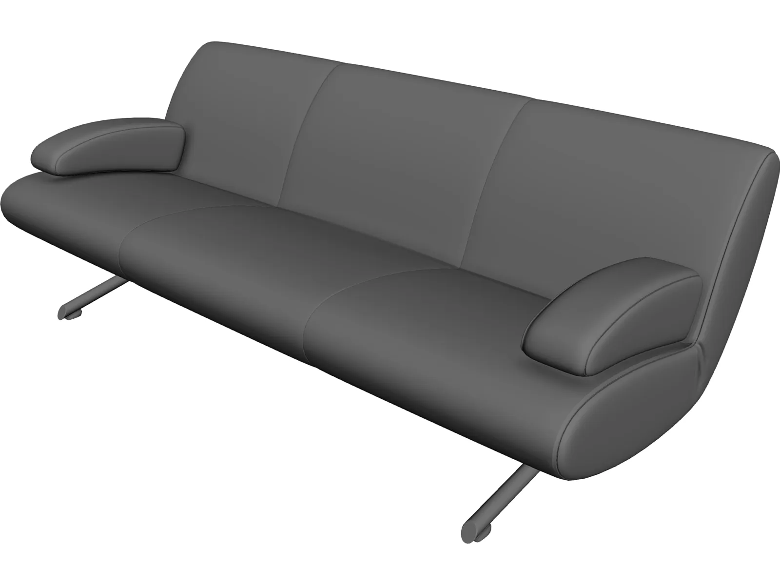 Sofa Cushioned 3D Model main preview