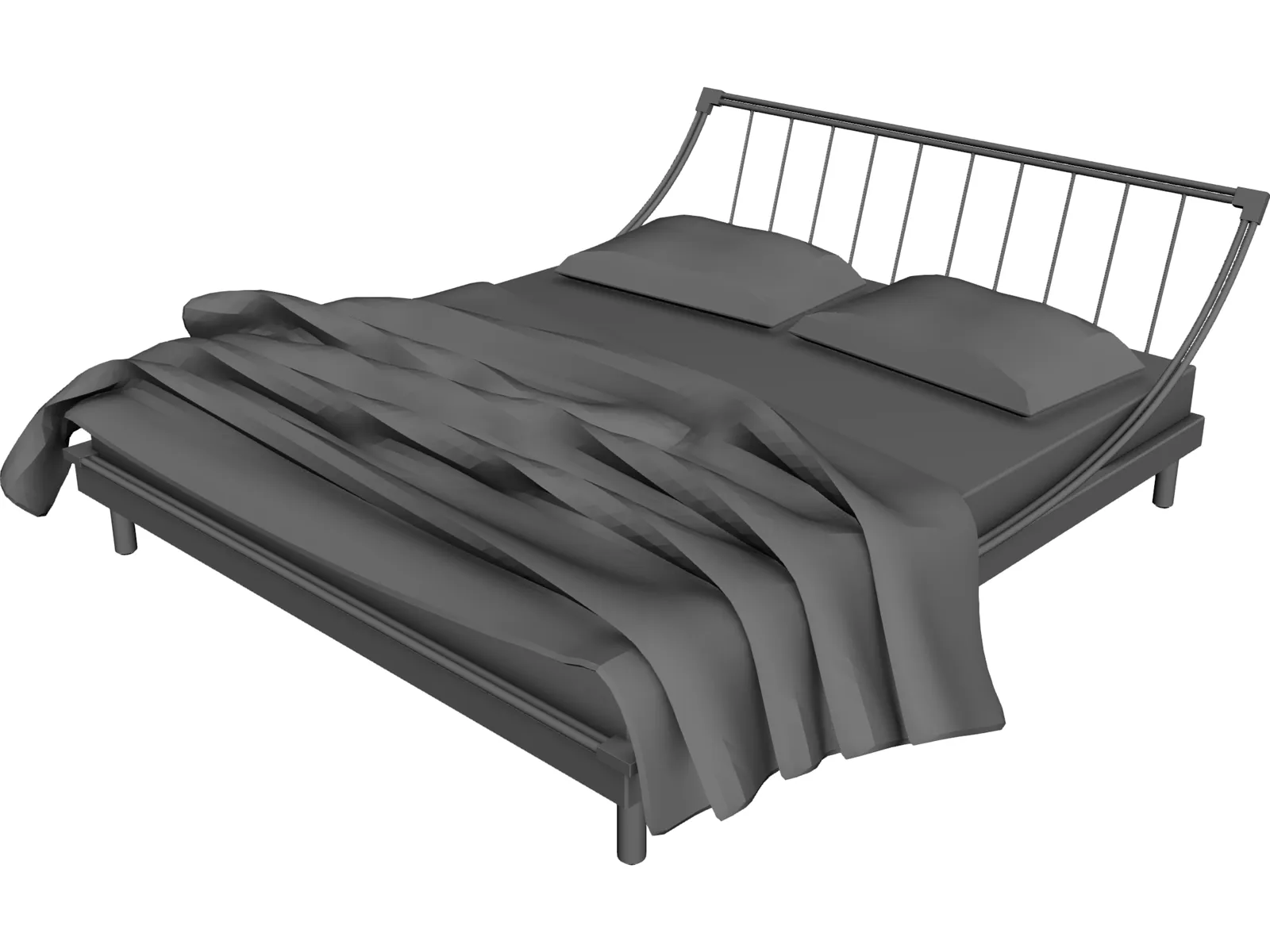 Double Bed Large 3D Model main preview