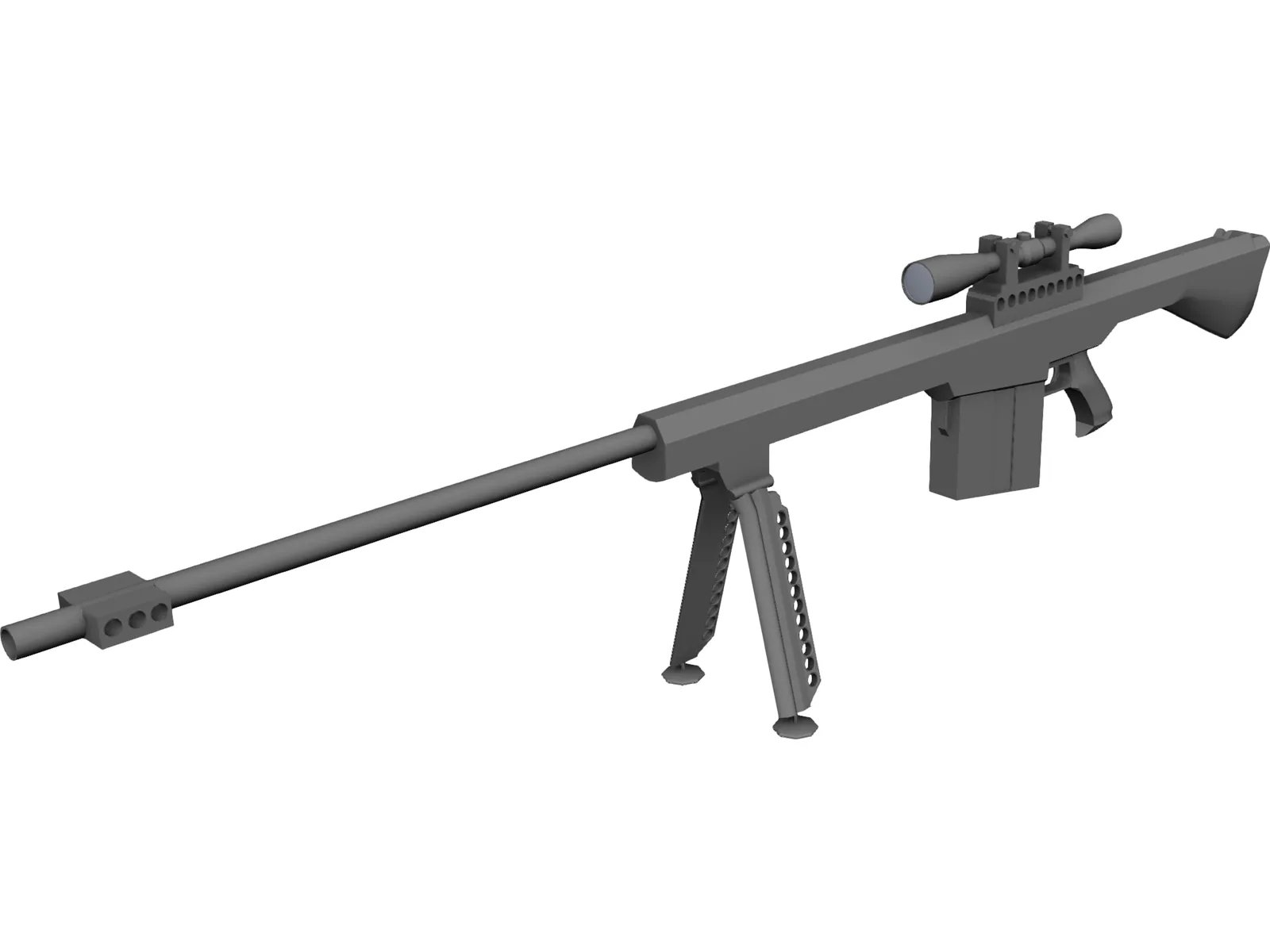 Barret Sniper Rifle 3D Model main preview