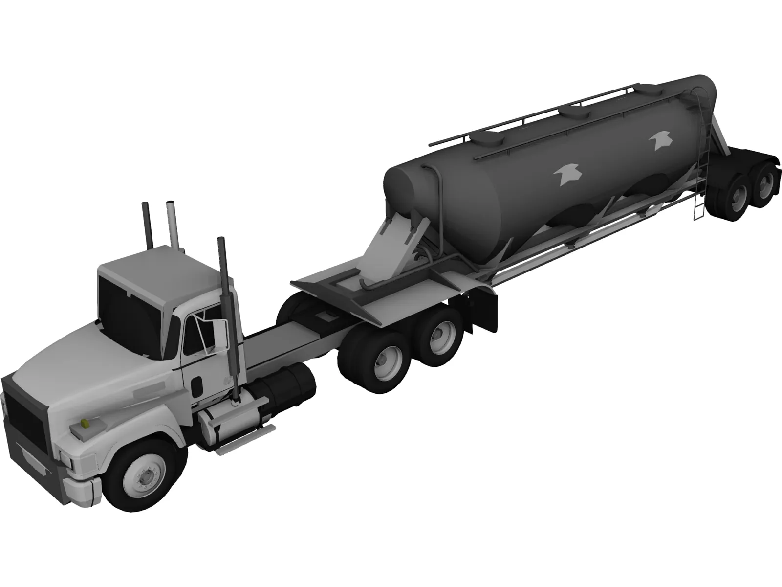 Mack with Powder Trailer 3D Model main preview