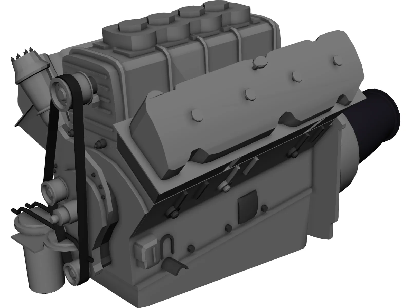 Race Block Supercharged Engine 3D Model main preview