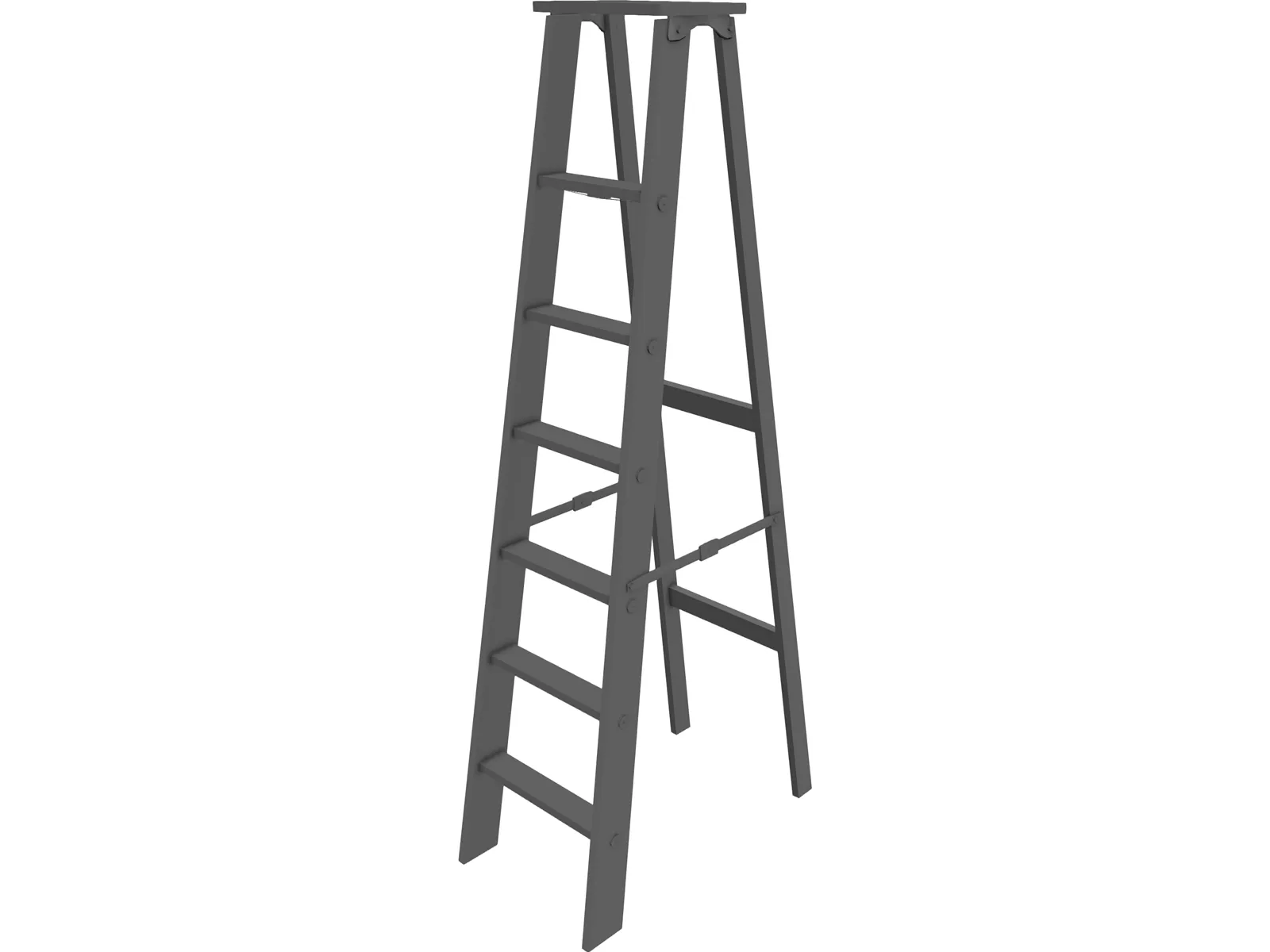 Wooden Step Ladder 3D Model main preview