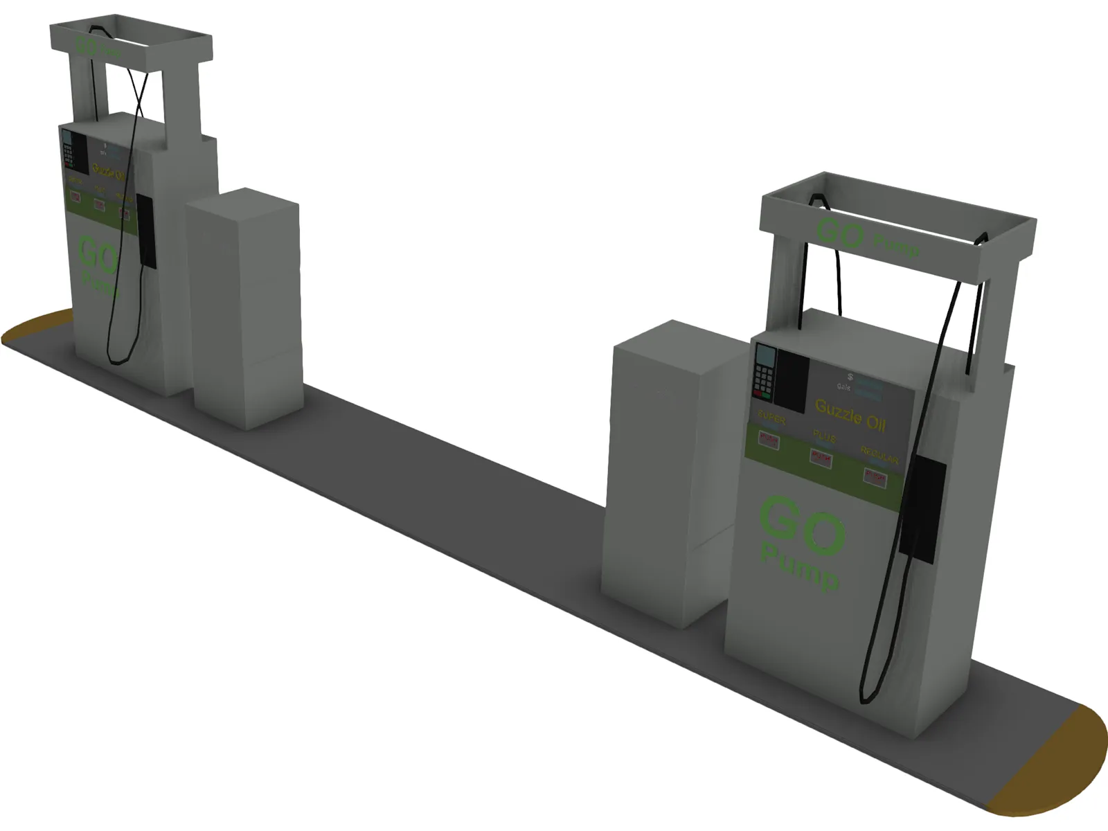 Gas Station Island 3D Model main preview