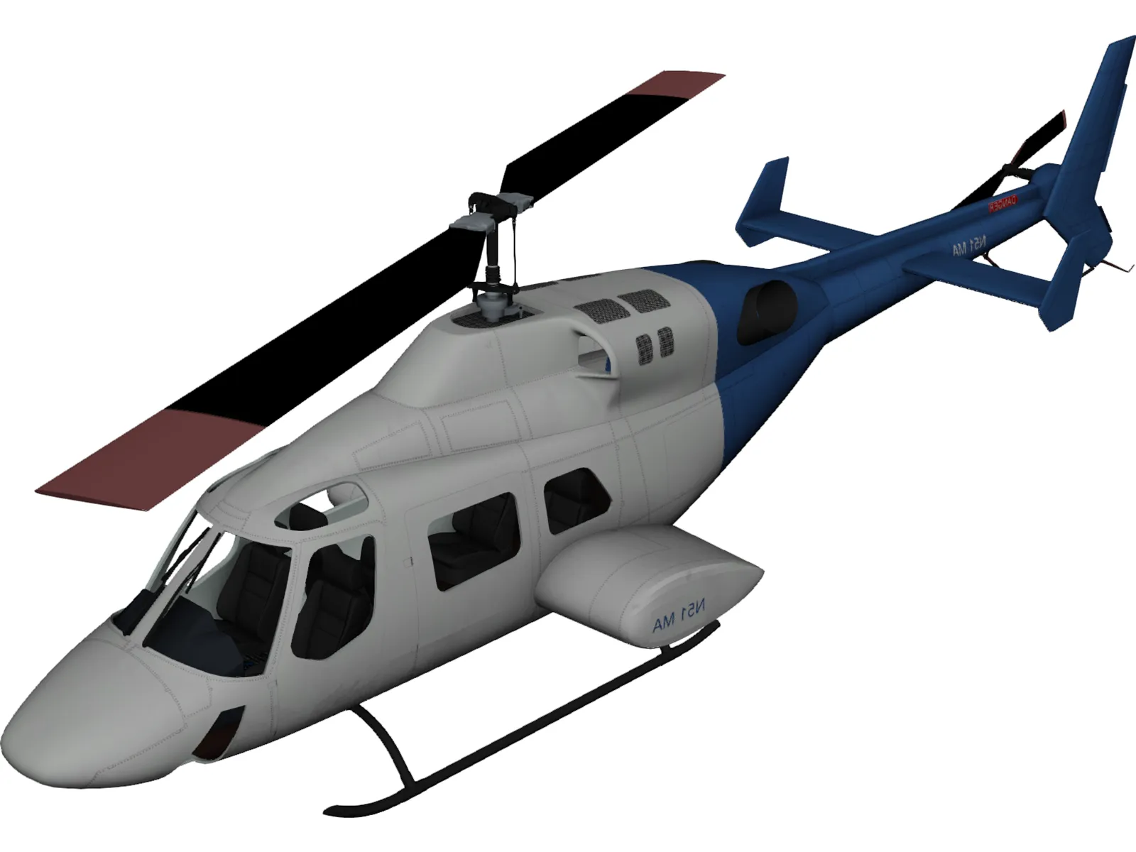 Bell 222 3D Model main preview